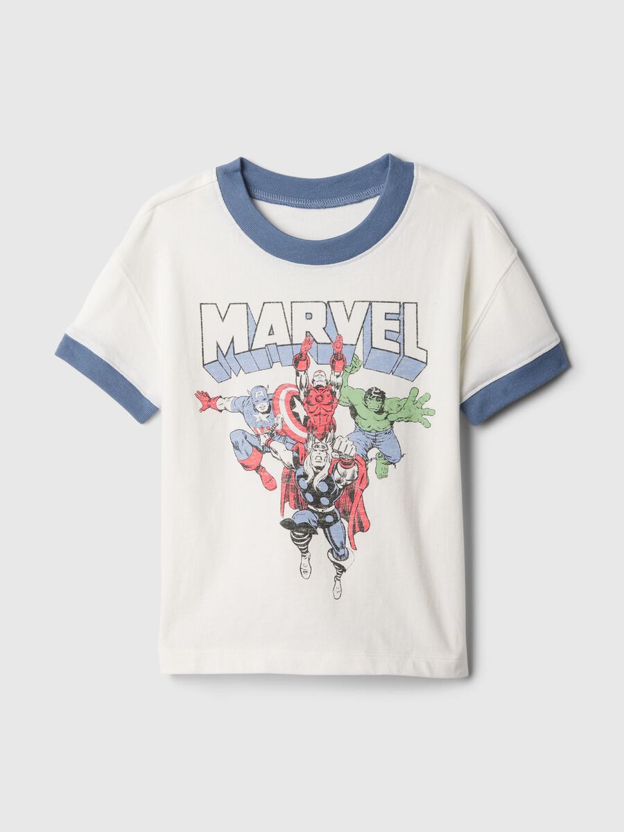 T-shirt with contrasting edging and Marvel print Newborn Boy_0