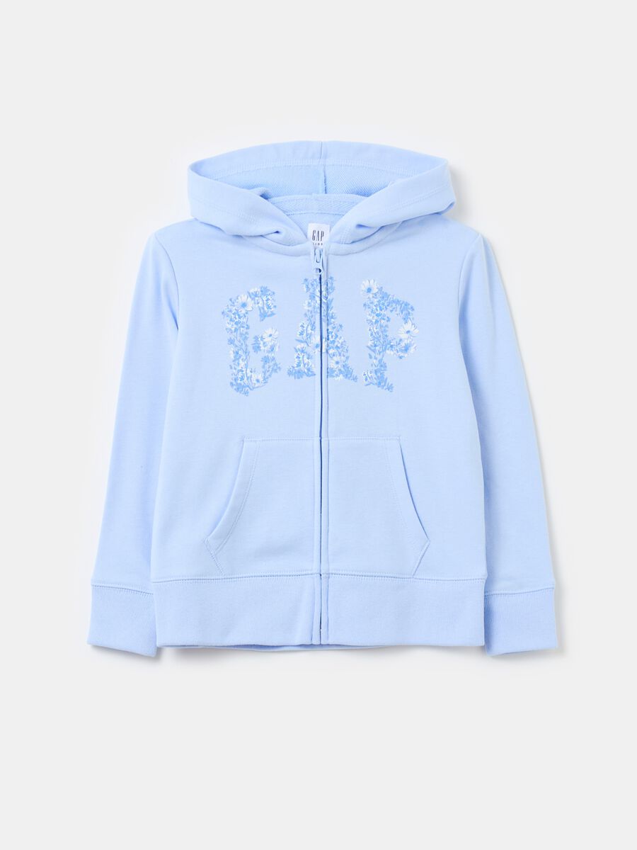 Full-zip con cappuccio stampa logo floreale Bambina_0