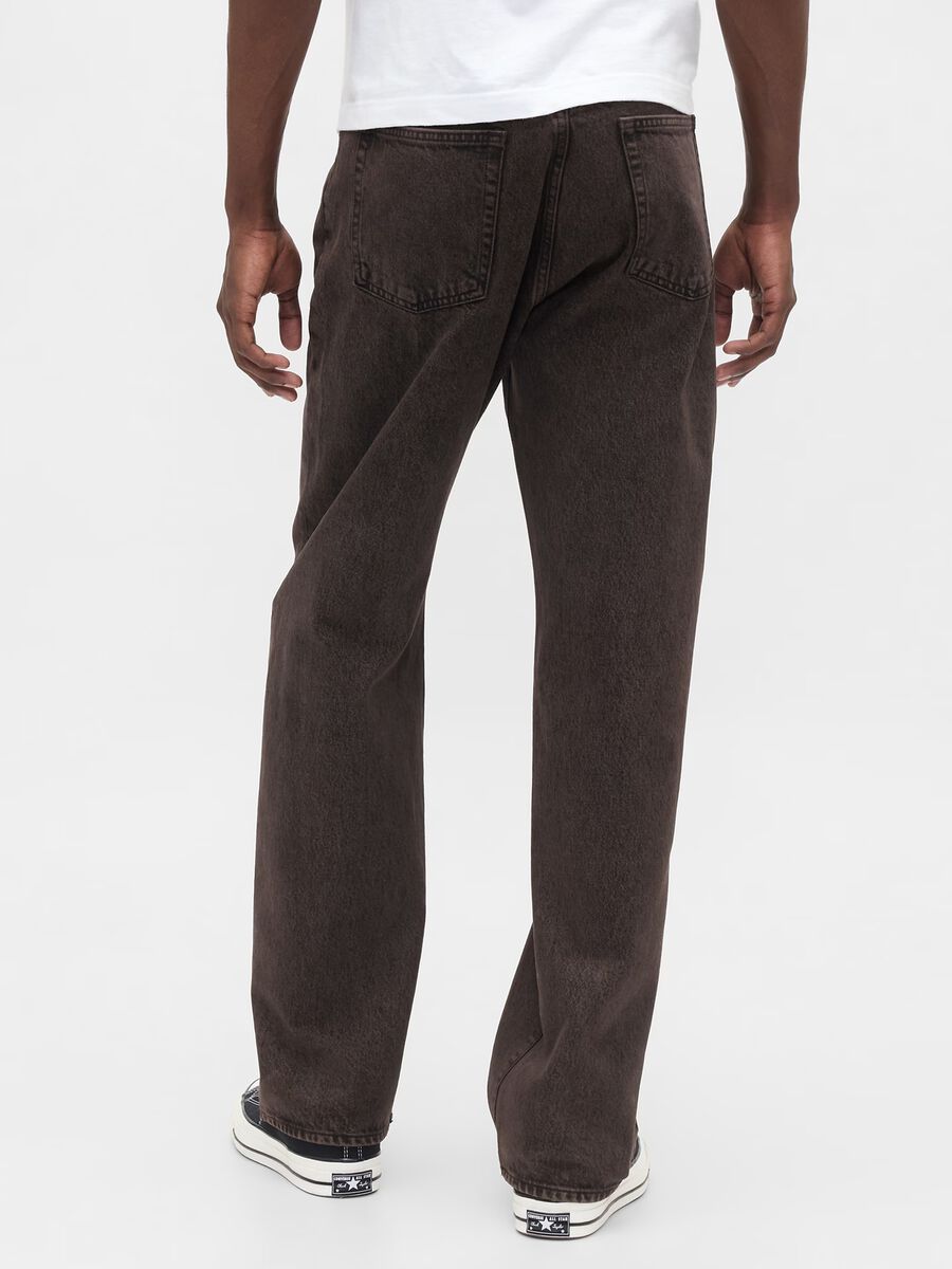 Pantaloni in puro cotone marroni regular fit con cinque tasche Uomo_2