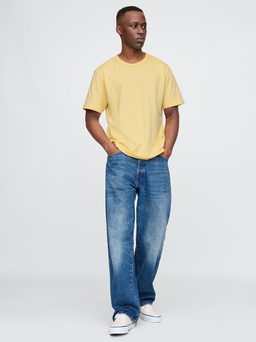 Short Sleeve Yellow Cotton T-shirt Man_1