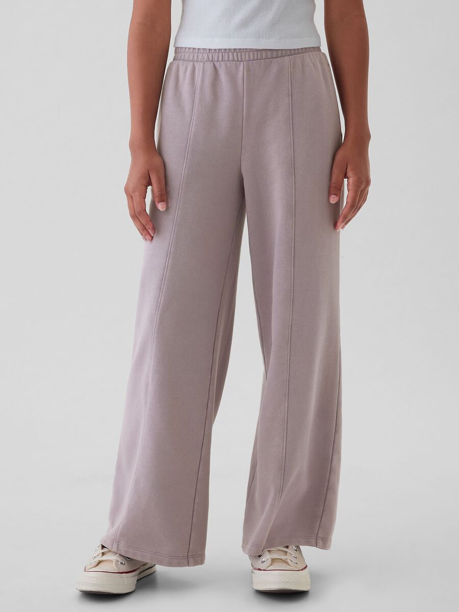 Joggers a gamba larga in felpa Bambina_1