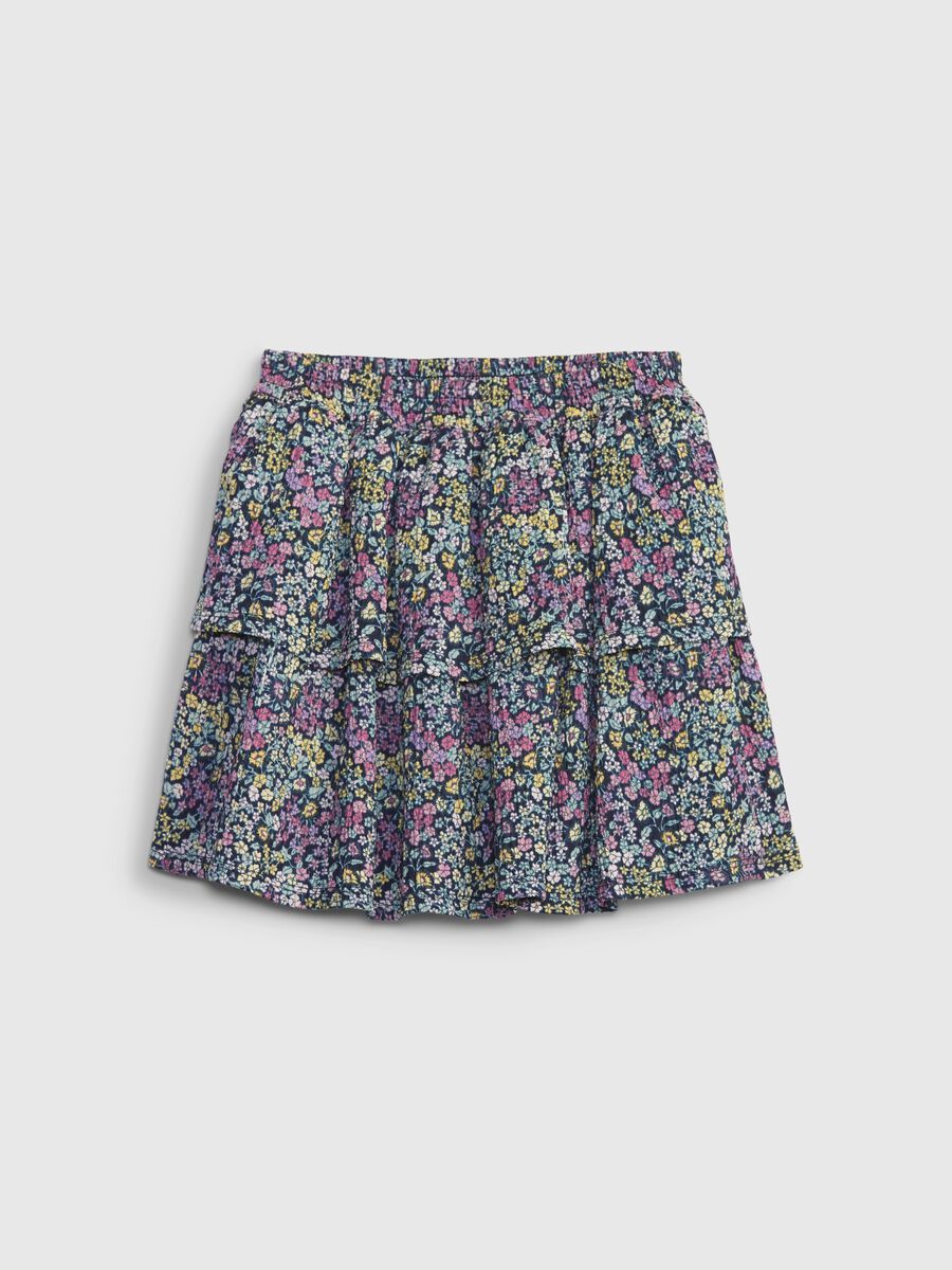 Tiered miniskirt with small flowers print Girl_0