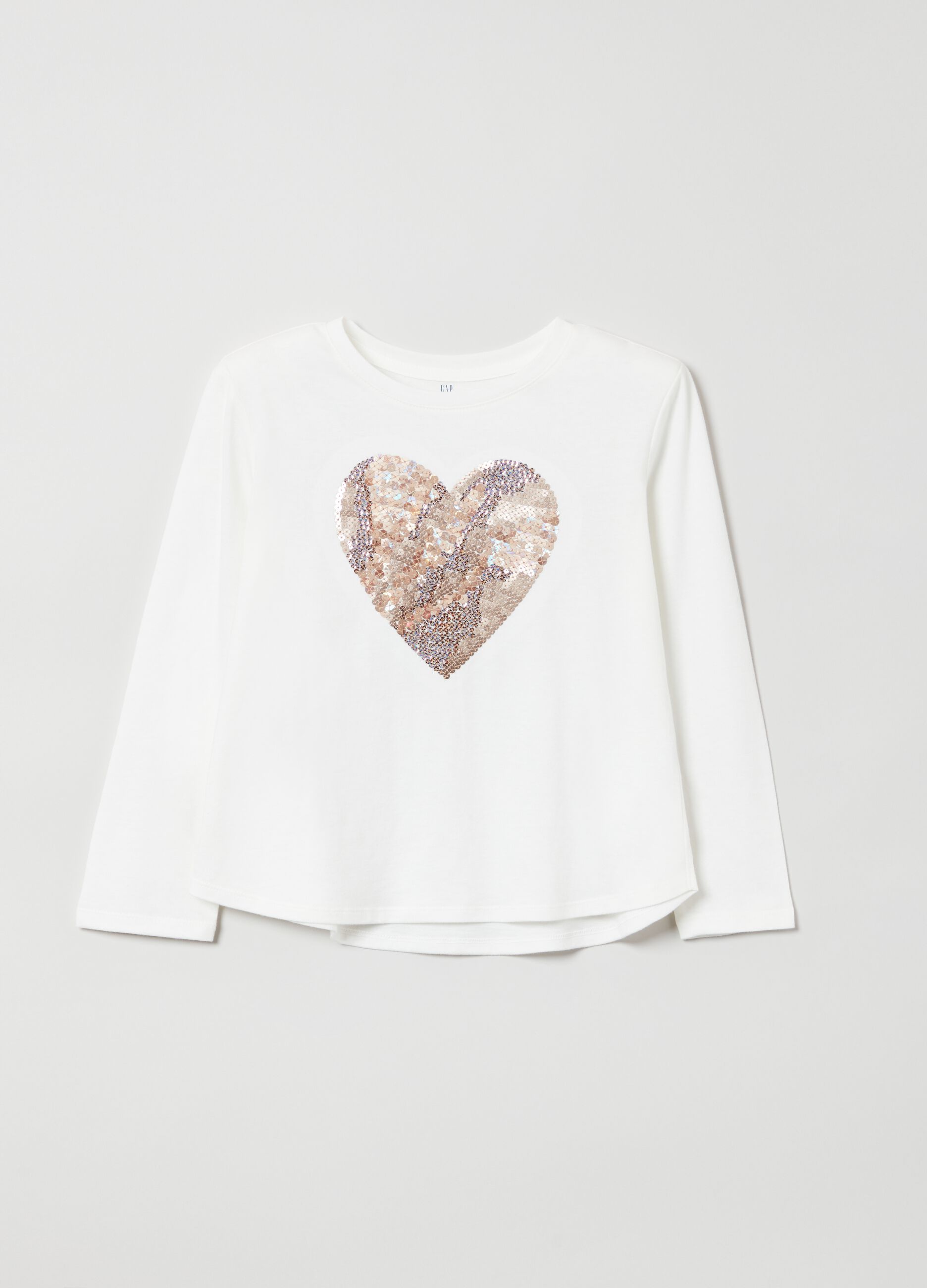 T-shirt con cuore di paillettes