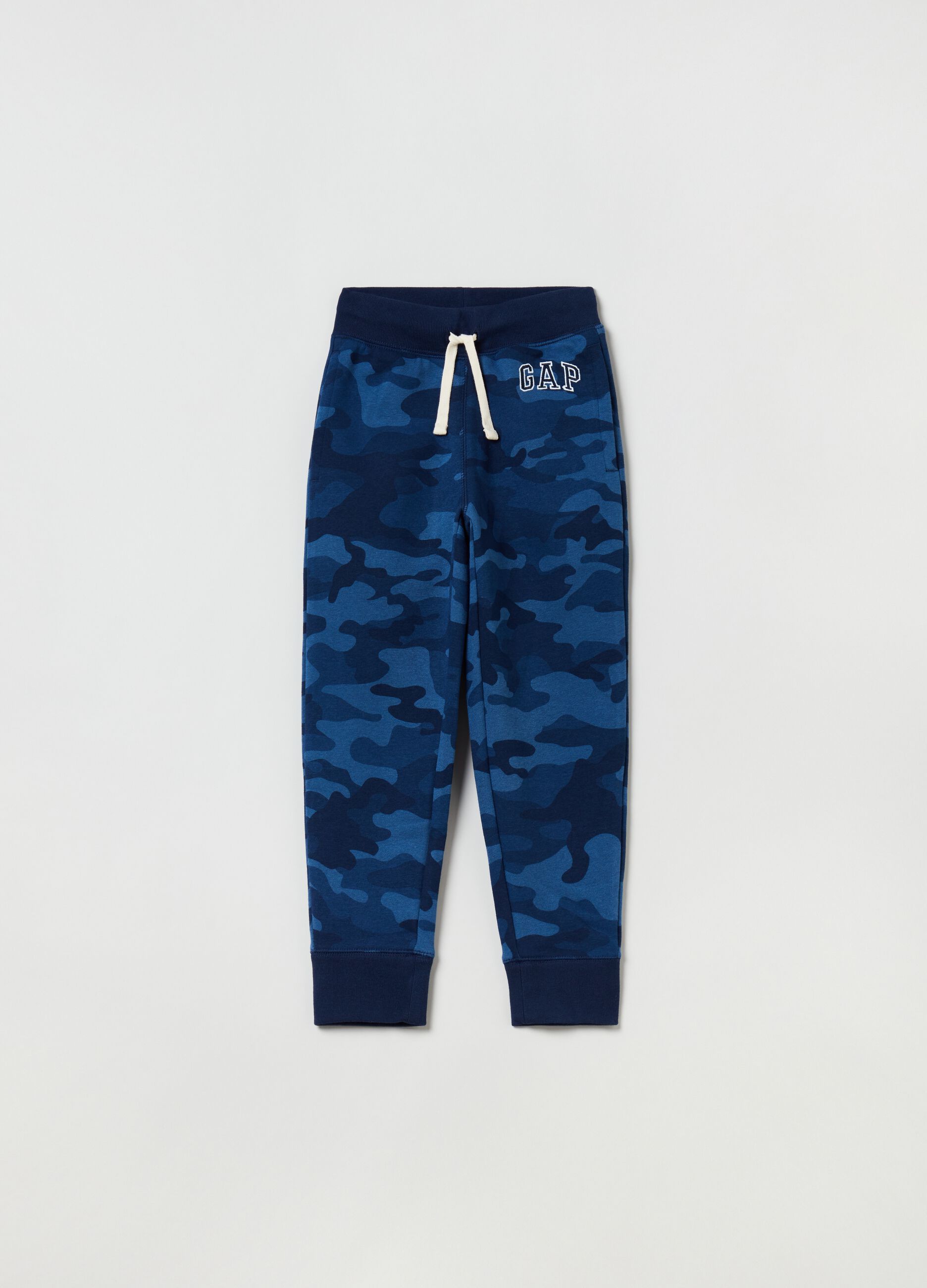 Plush camo joggers with embroidered logo