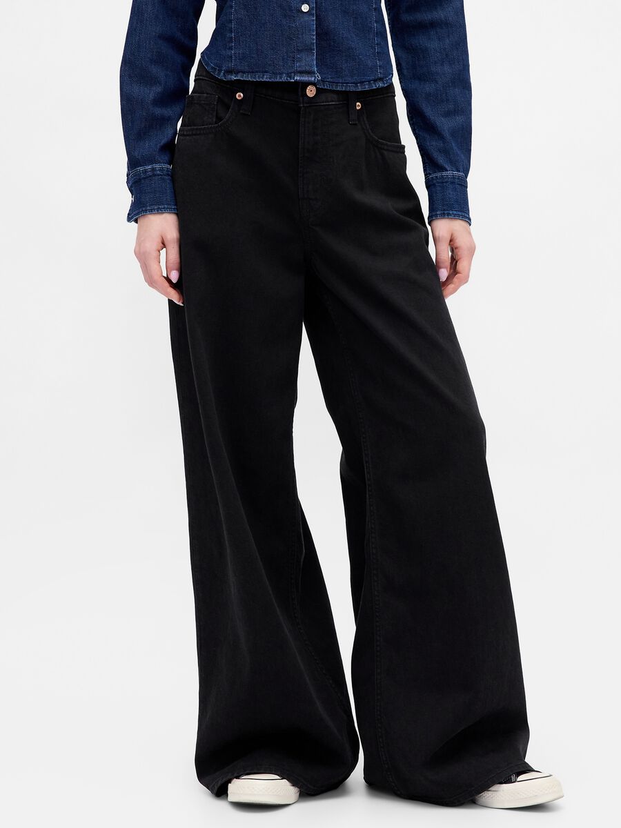 Pantaloni neri in Lyocell e cotone Donna_1