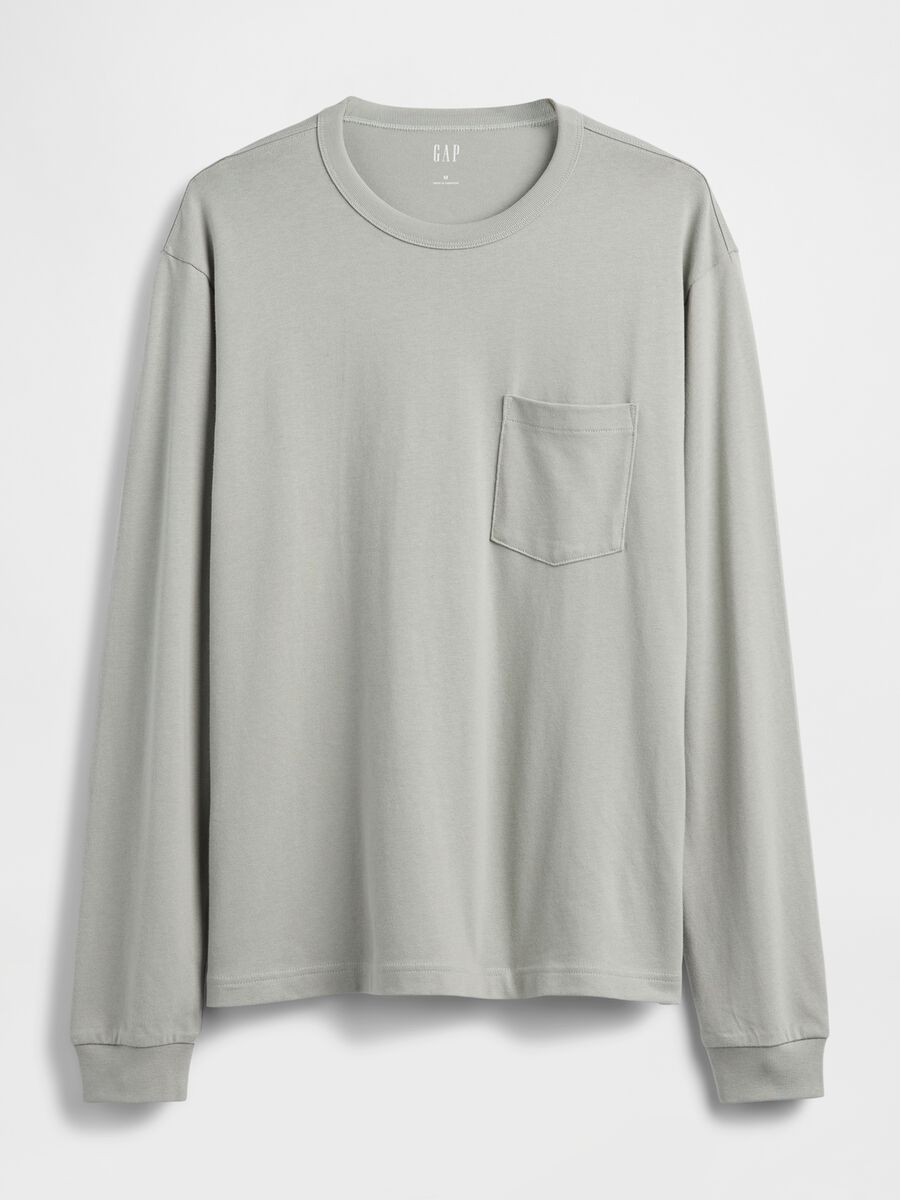 Grey Long Sleeve Cotton T-Shirt Man_3