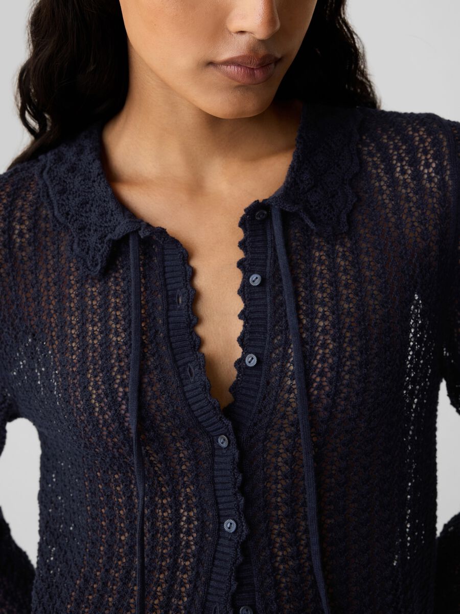 GAP x DÔEN Cardigan traforato con colletto Donna_1