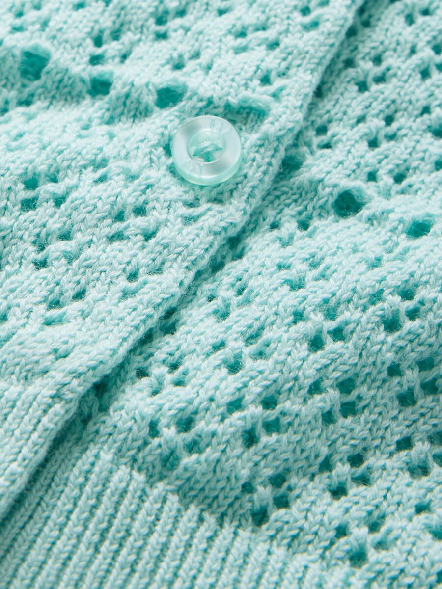 Cardigan verde con lavorazione traforata Bambina_4