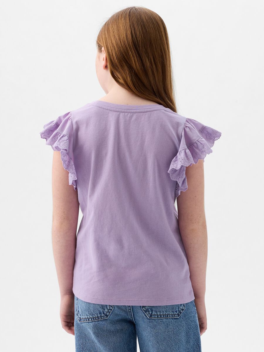 T-shirt in cotone con volant sangallo Bambina_2