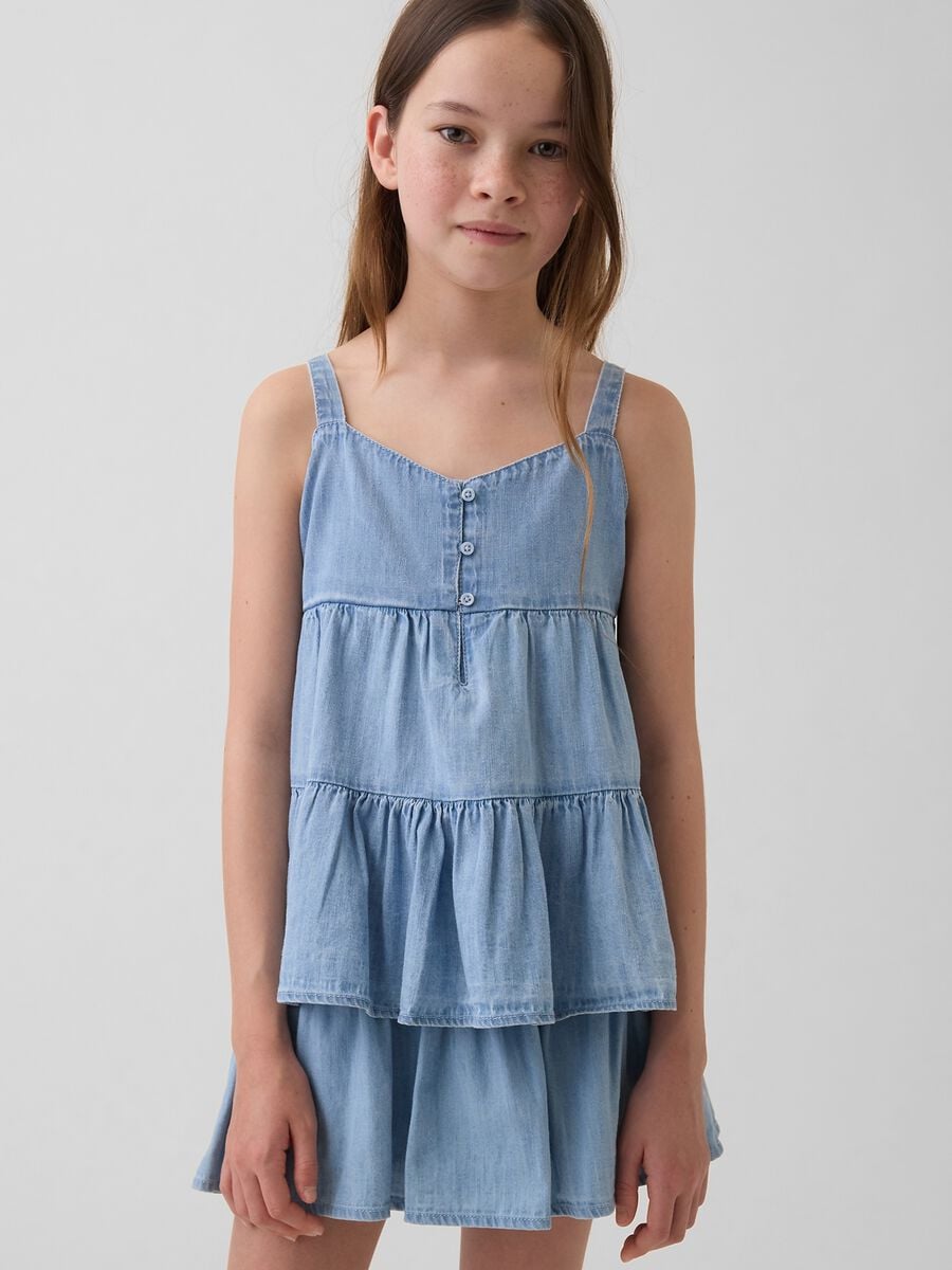 Top denim in puro cotone Bambina_0