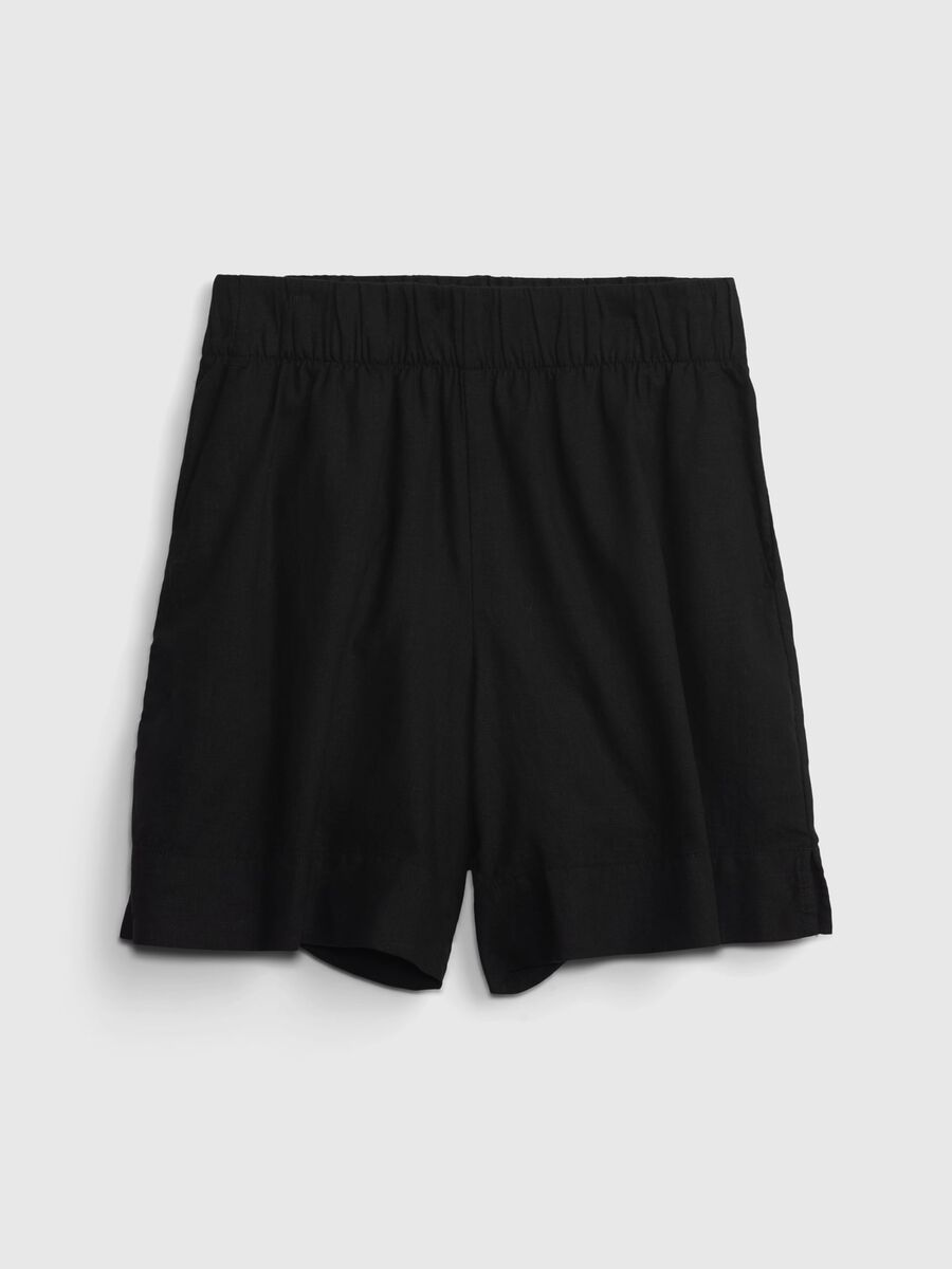 Linen and viscose pull-on shorts Woman_5