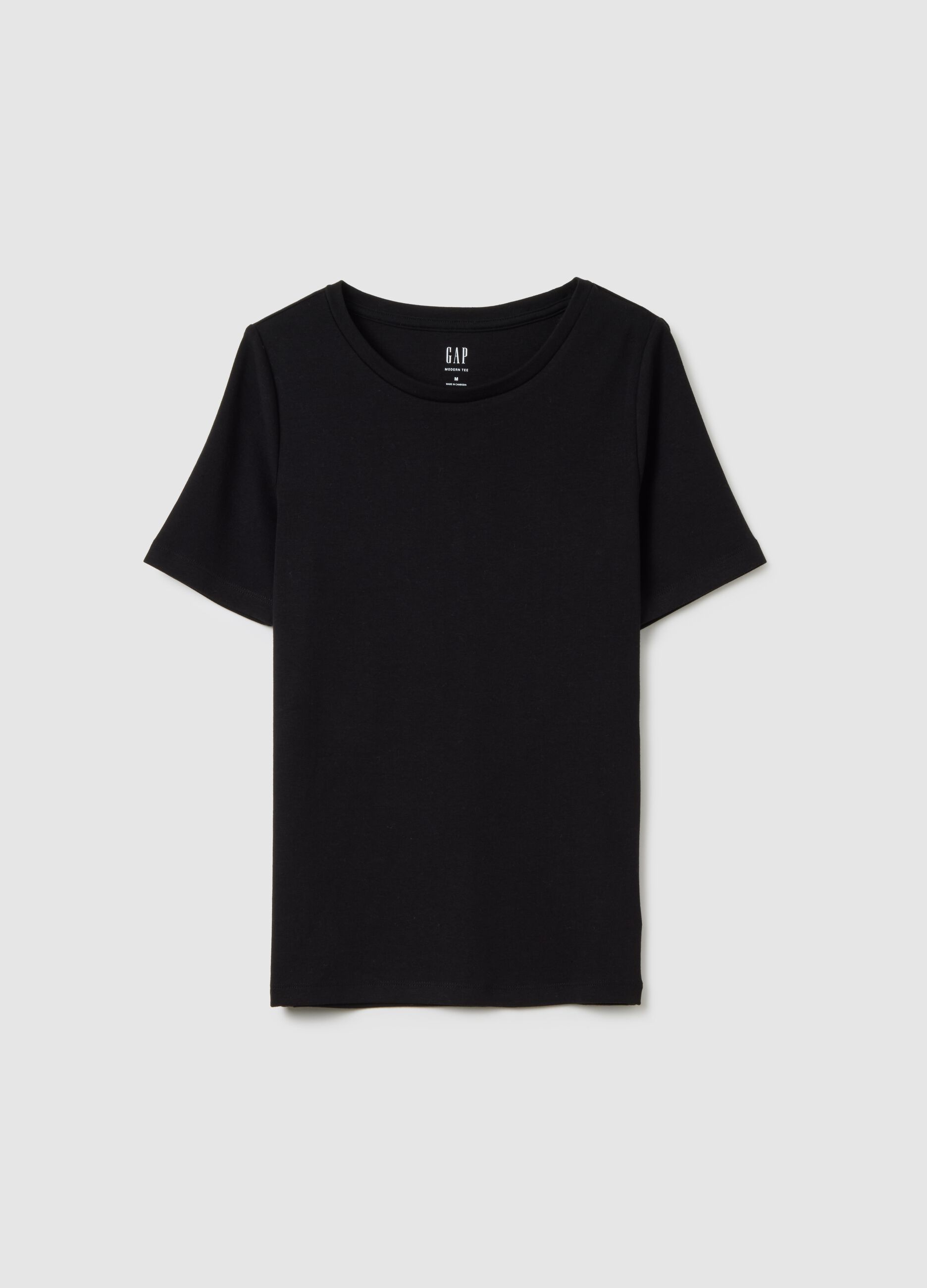 T-shirt girocollo in cotone e viscosa stretch_2