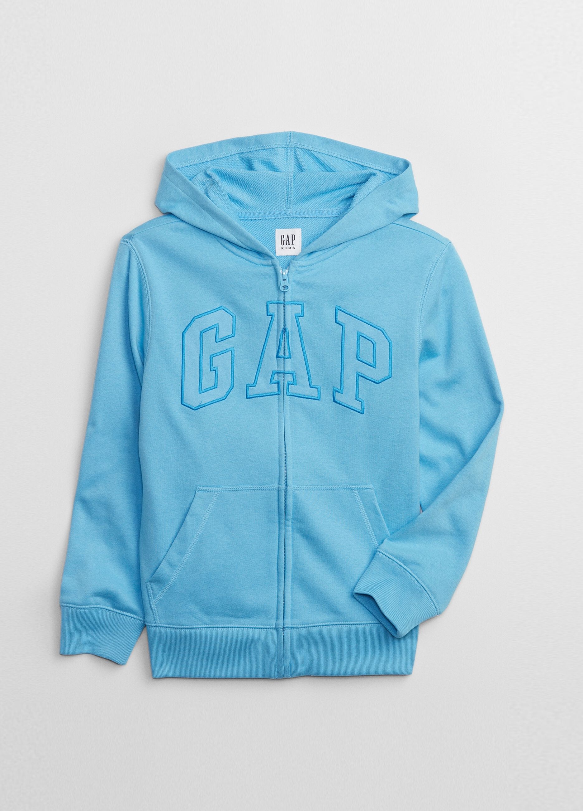 Full-zip sweatshirt with hood and logo embroidery