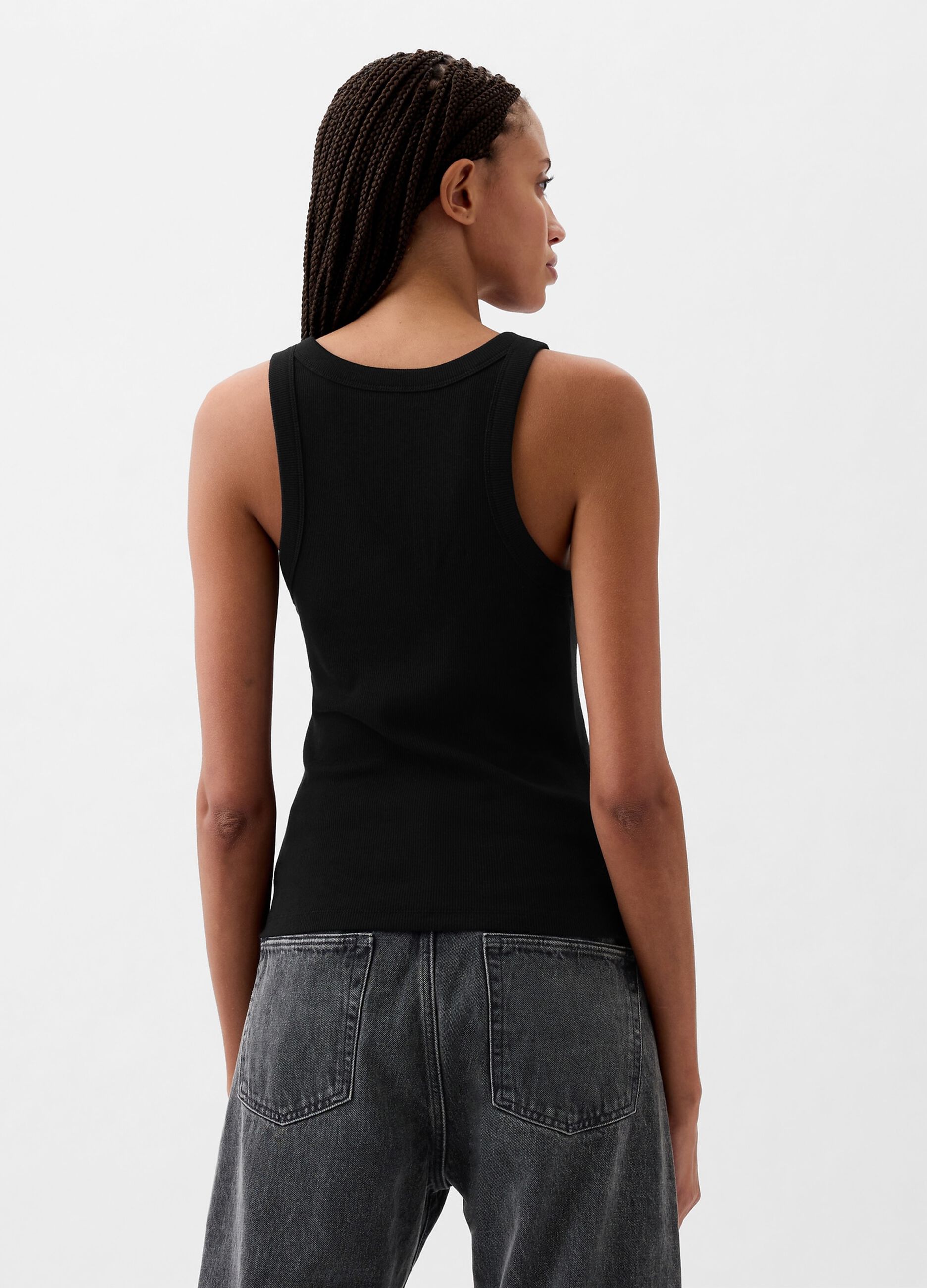 Tank top a costine con scollo halter_1