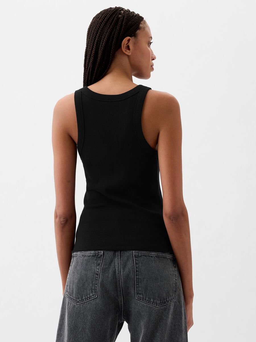 Tank top a costine con scollo halter Donna_1