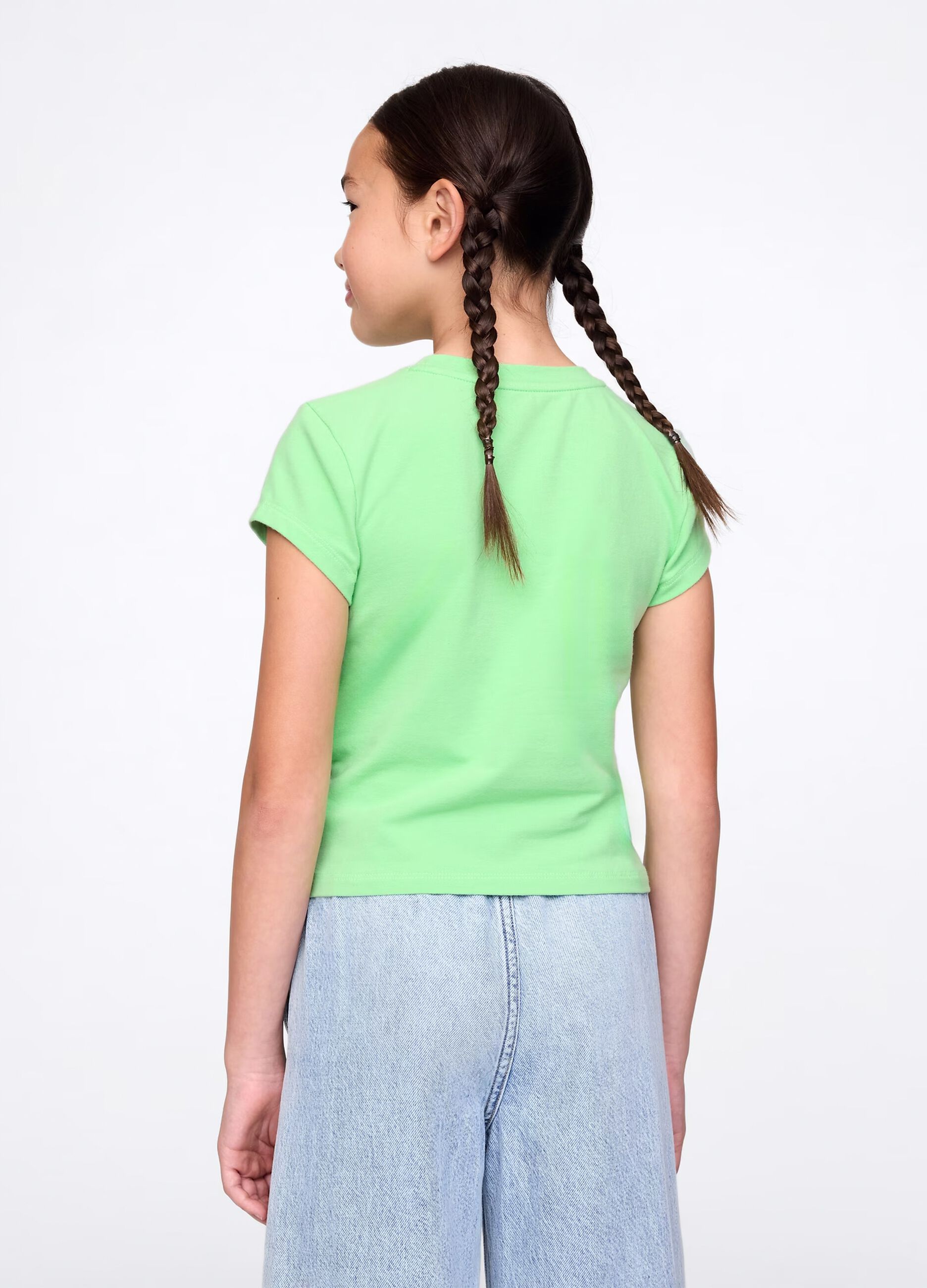 T-shirt verde in cotone stretch_1