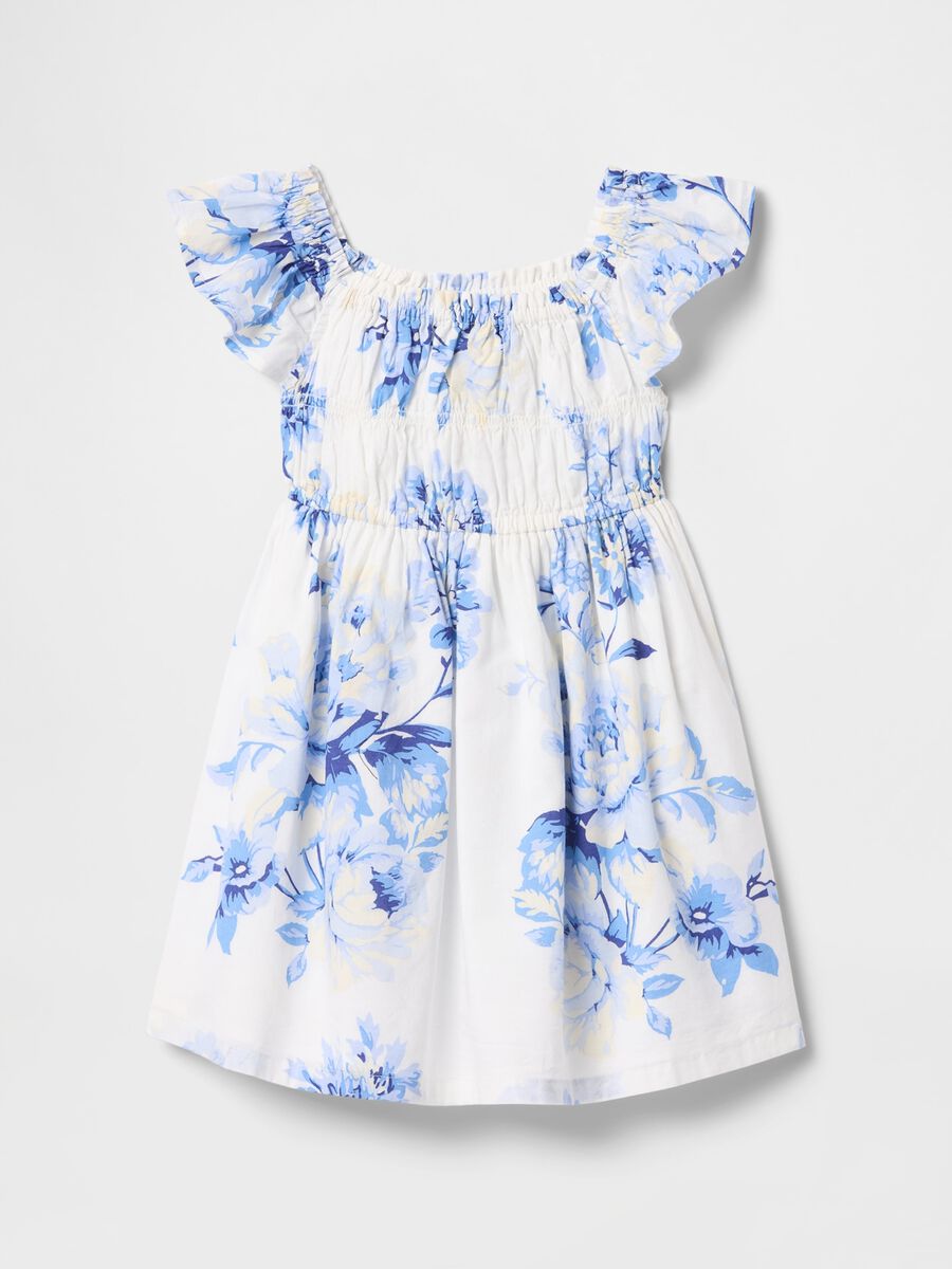 Vestito estivo con stampa floreale bianca e blu Bimba_2