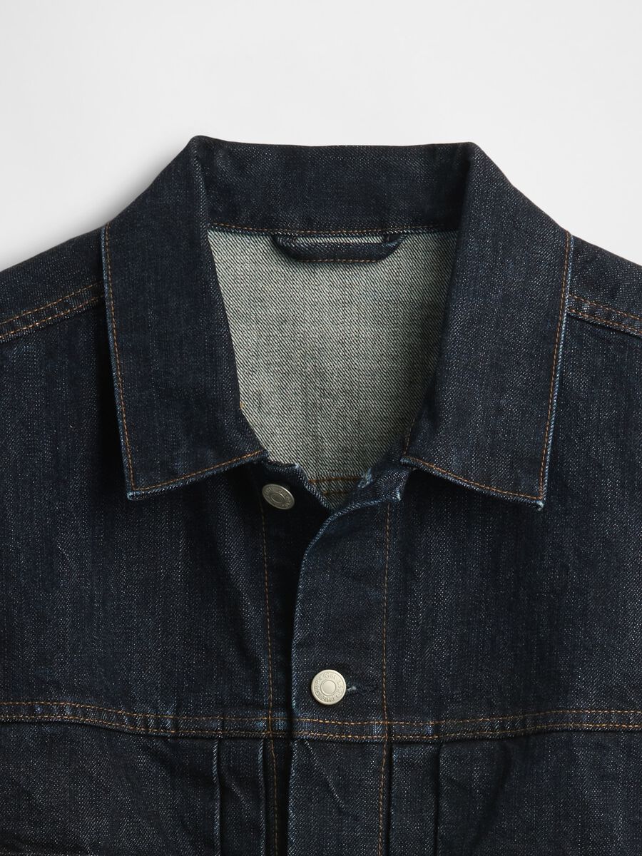 Giacca denim blu in cotone Uomo_4