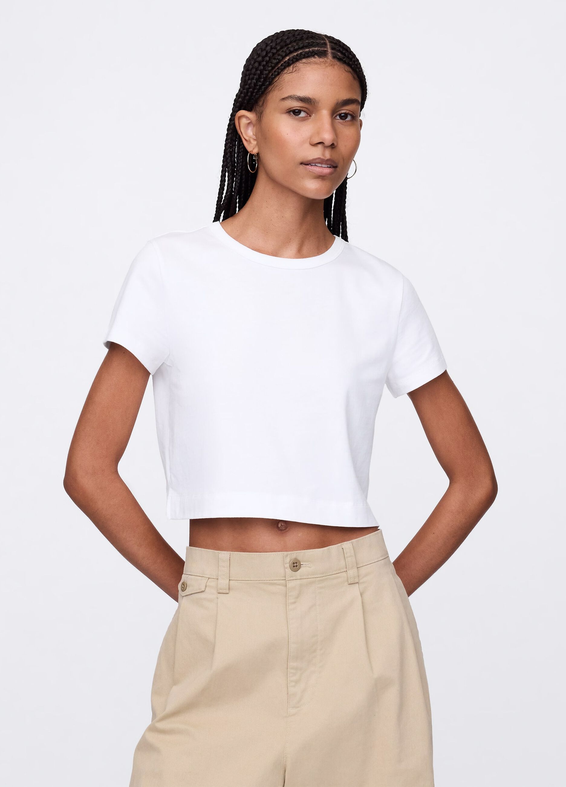 T-shirt cropped bianca in cotone