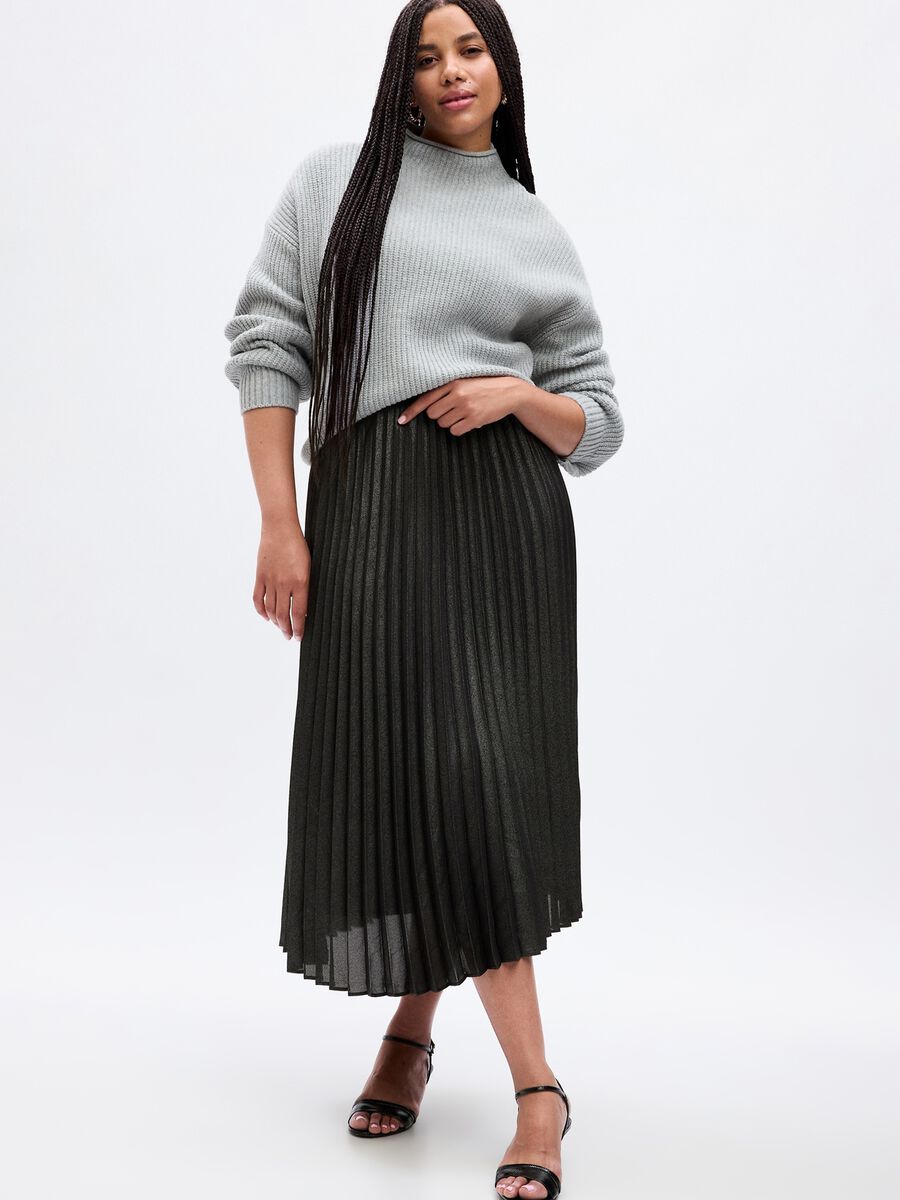 Metal-effect pleated midi skirt Woman_3