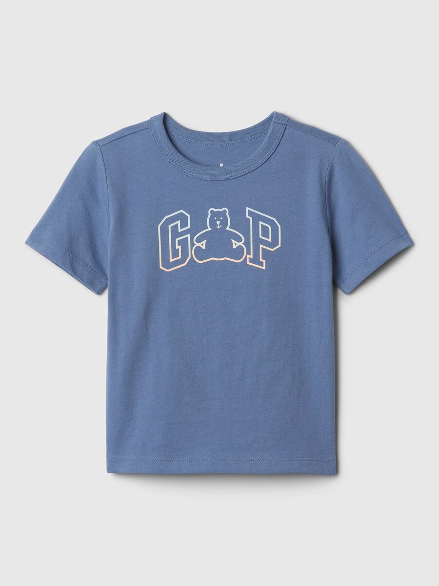 Cotton T-shirt with teddy bear and logo print Baby Boy_0