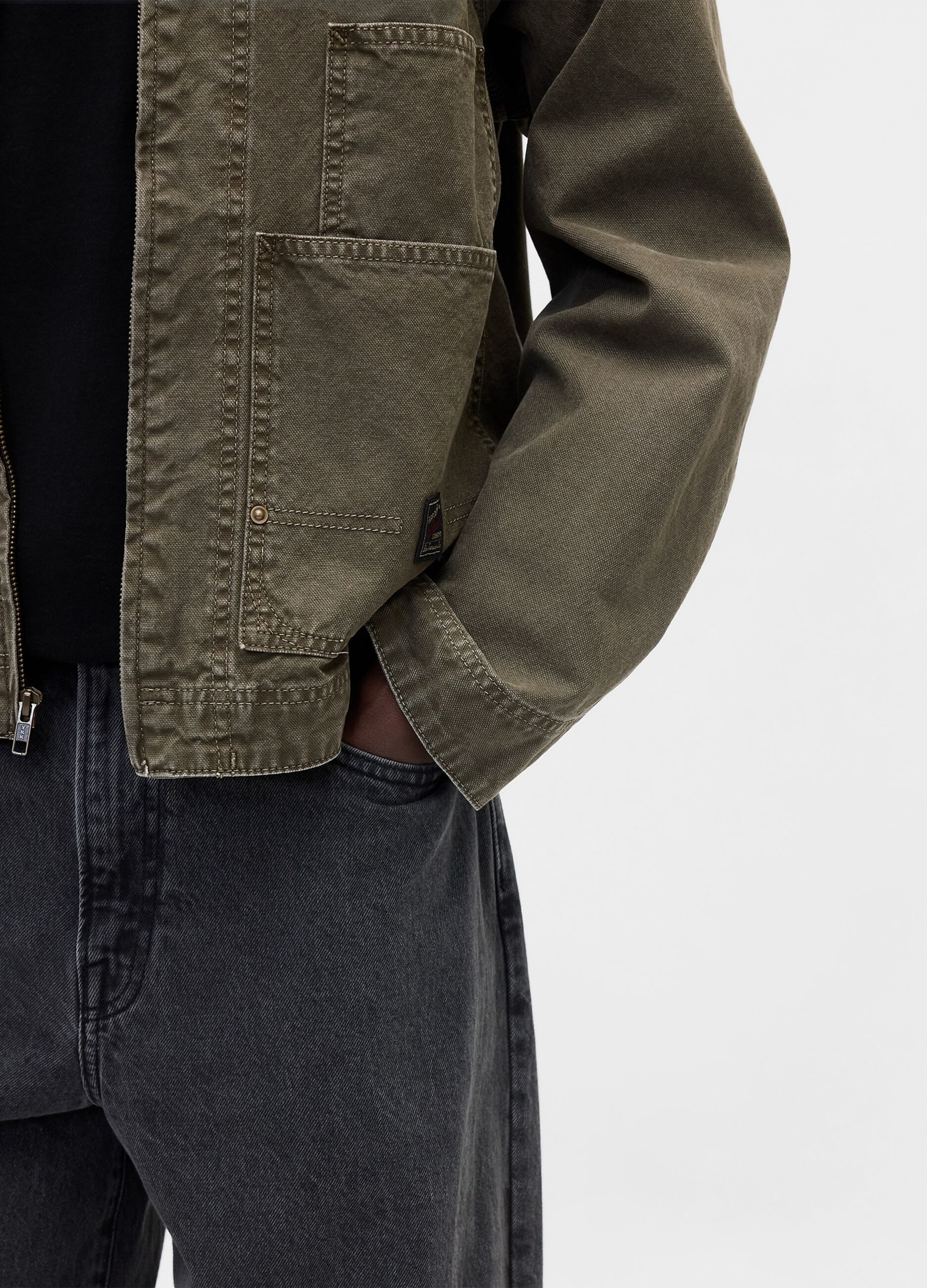 Green jacket in pure cotton