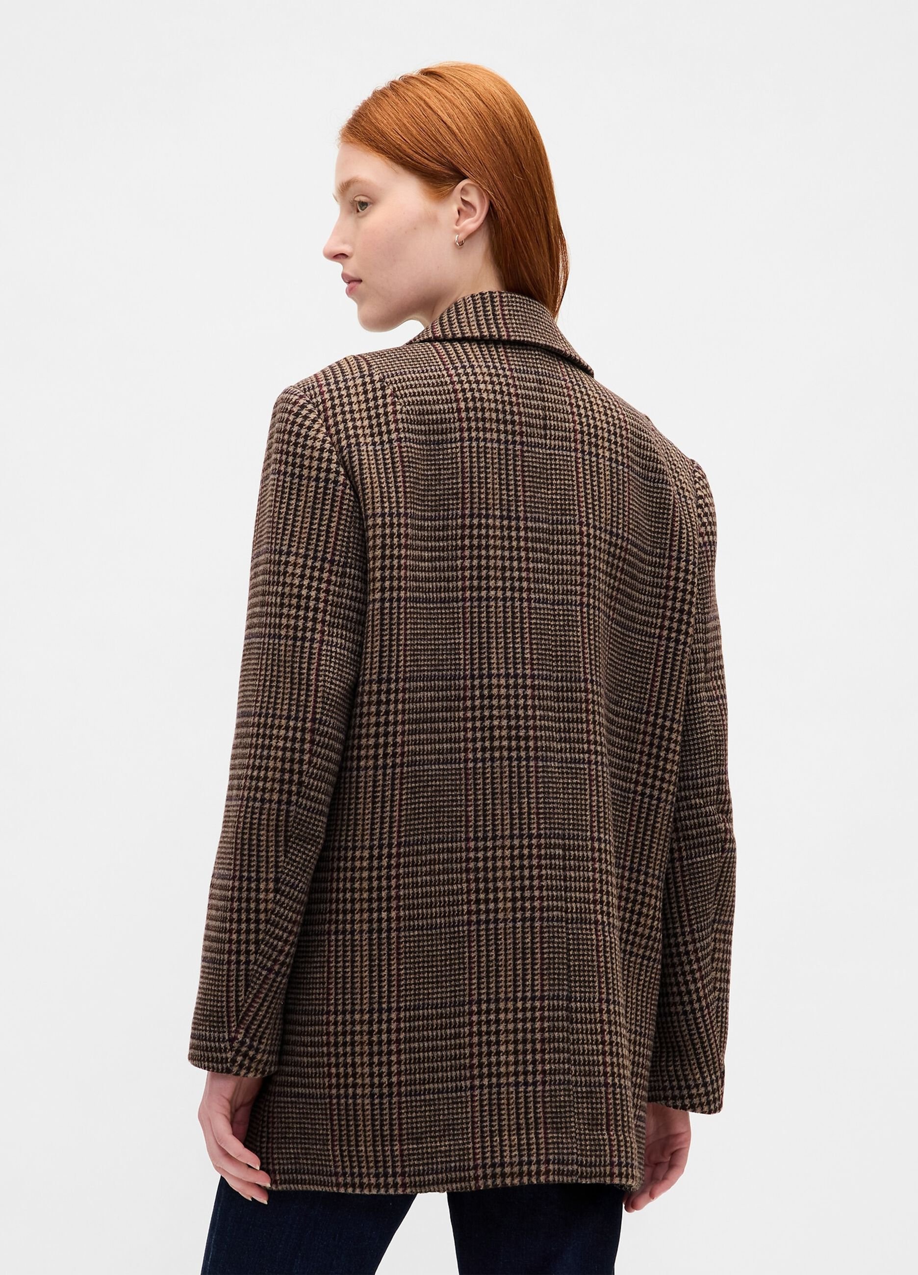 Giacca marrone con motivo a quadri
