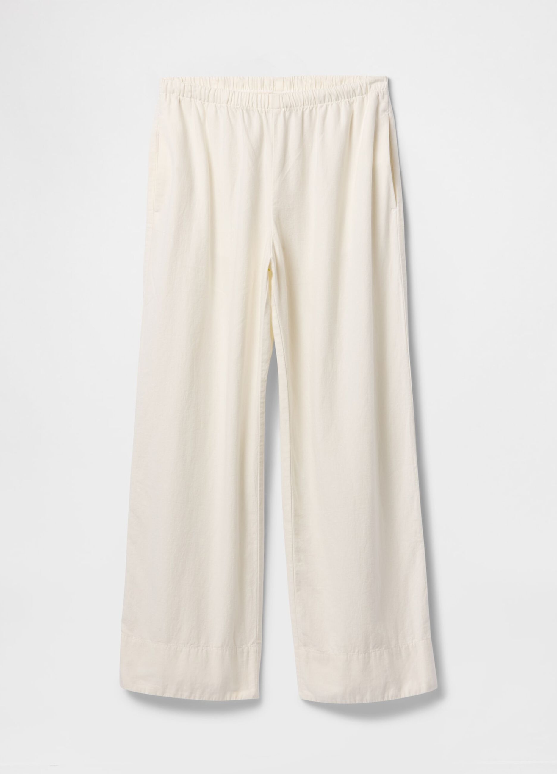 Pantaloni ampi bianchi in lino e viscosa_6