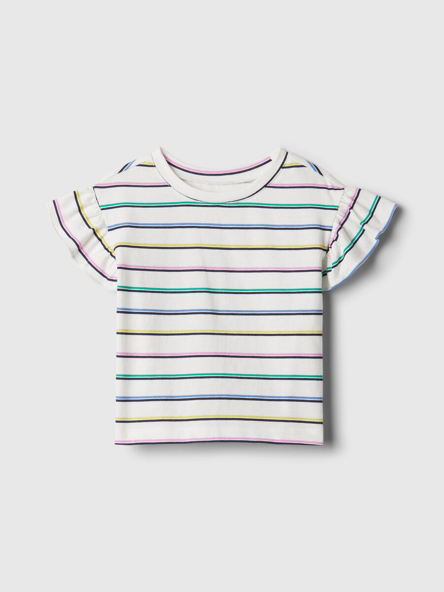 Multicoloured striped T-shirt with cap sleeves Girl_0