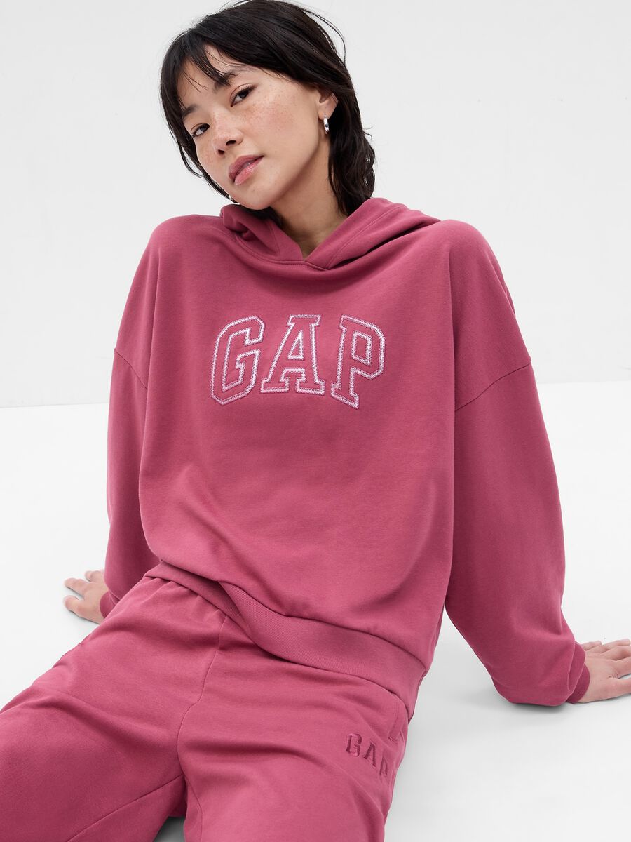 Oversized sweatshirt with logo embroidery and lurex details Woman_0