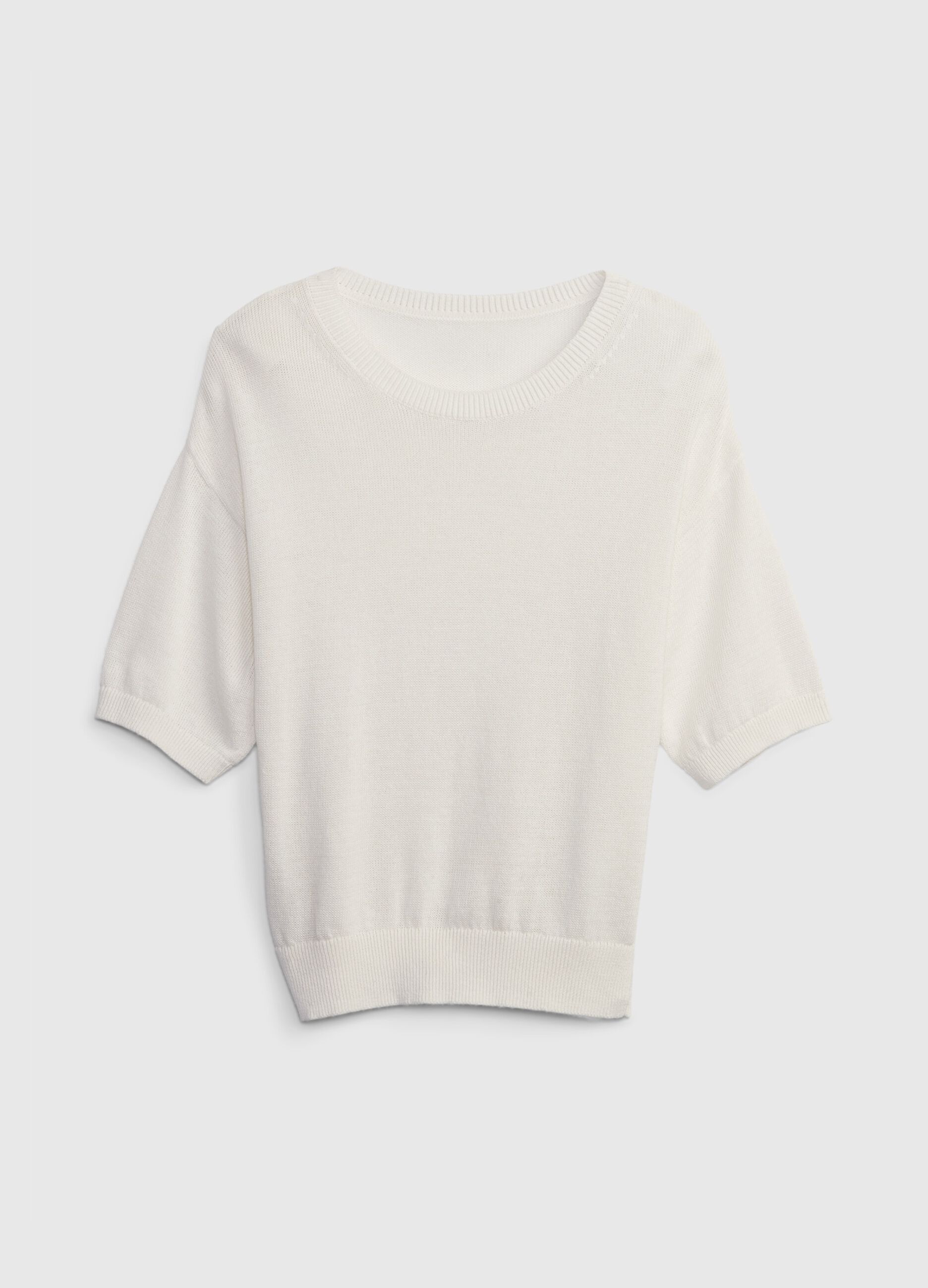 Elbow-length pullover in linen and cotton_5