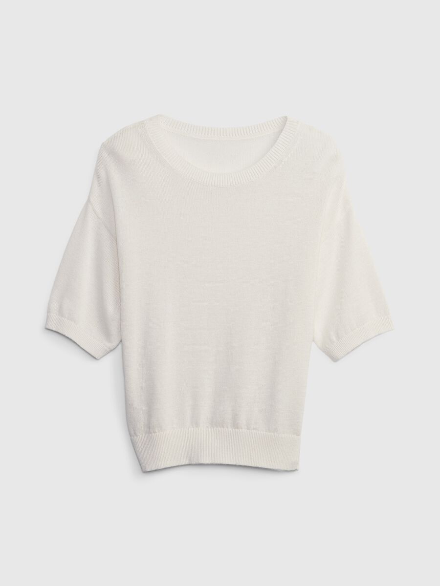 Elbow-length pullover in linen and cotton Woman_5