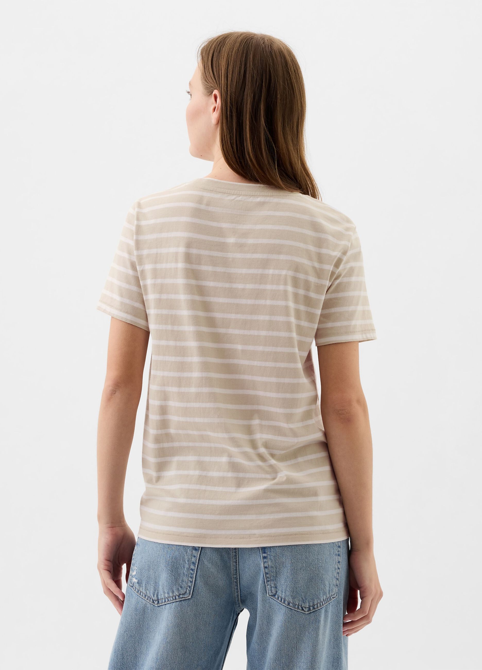 T-shirt a righe con stampa logo_2