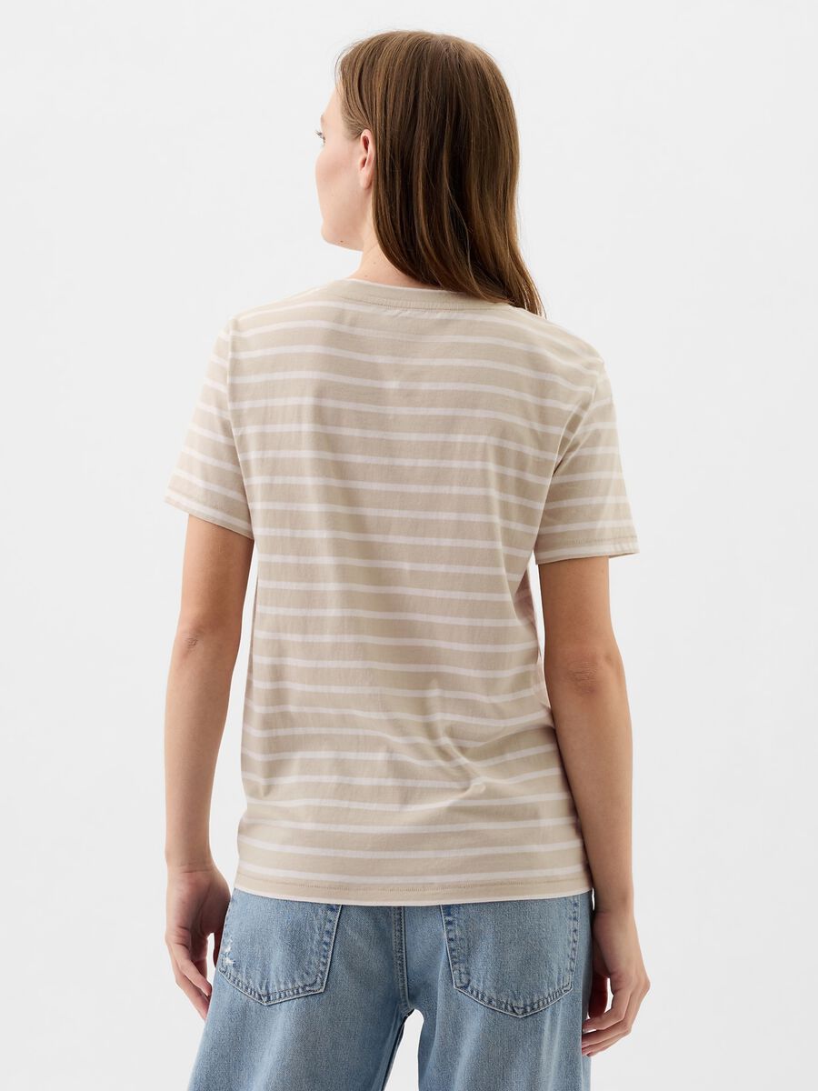 T-shirt a righe con stampa logo Donna_2