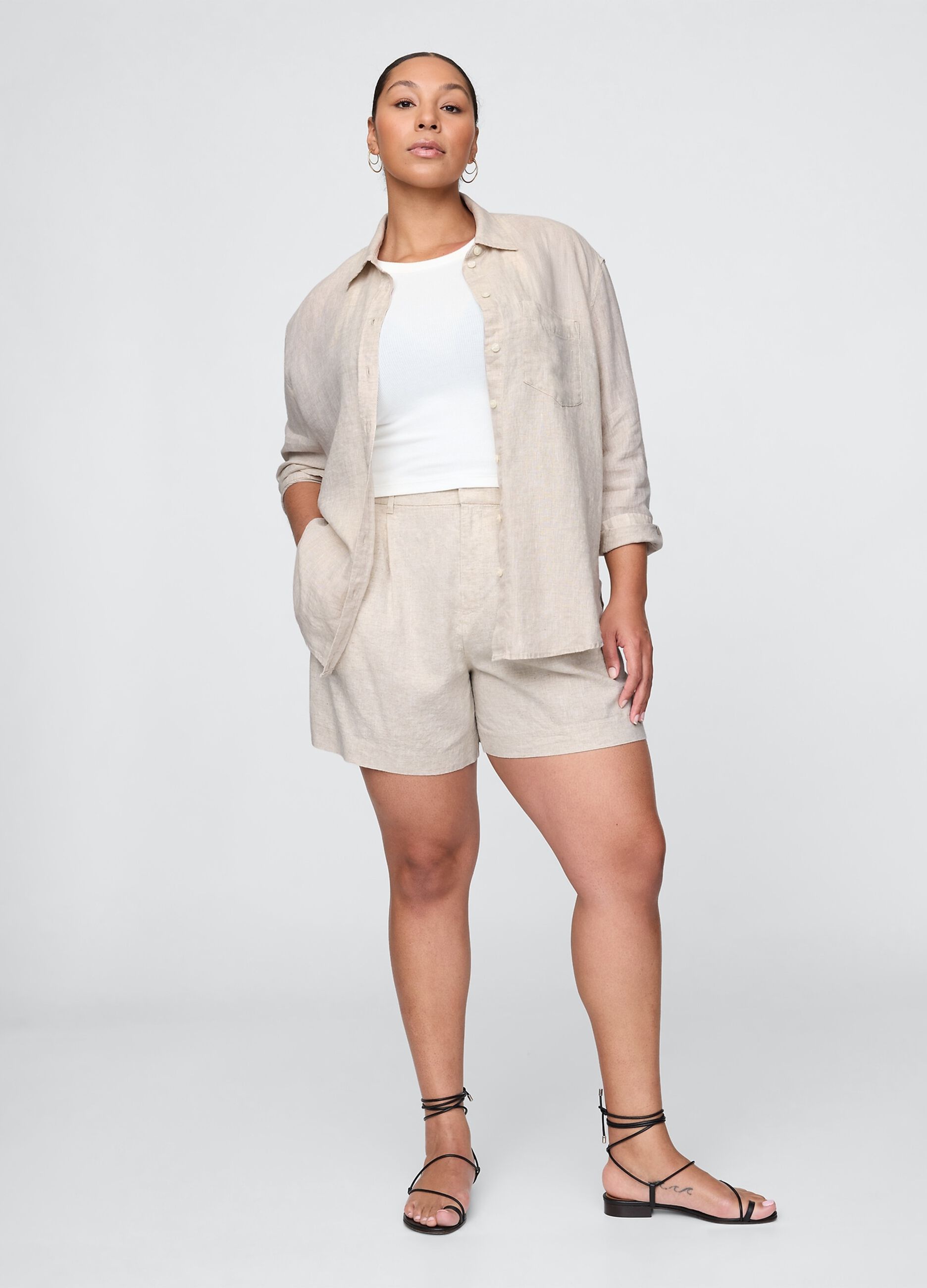 Shorts beige Gap in lino e viscosa_4