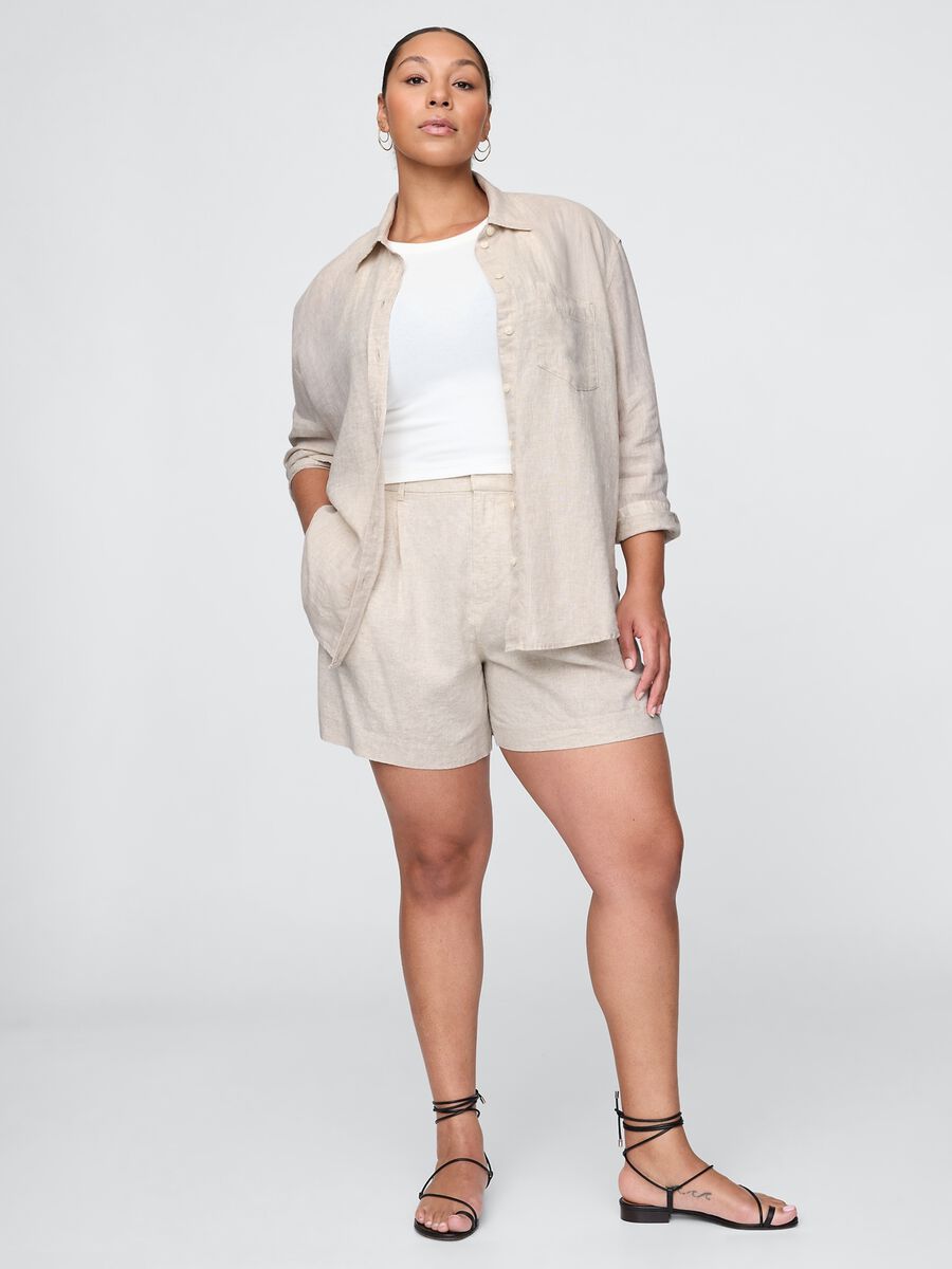 Beige Gap Shorts in Linen and Viscose Woman_4