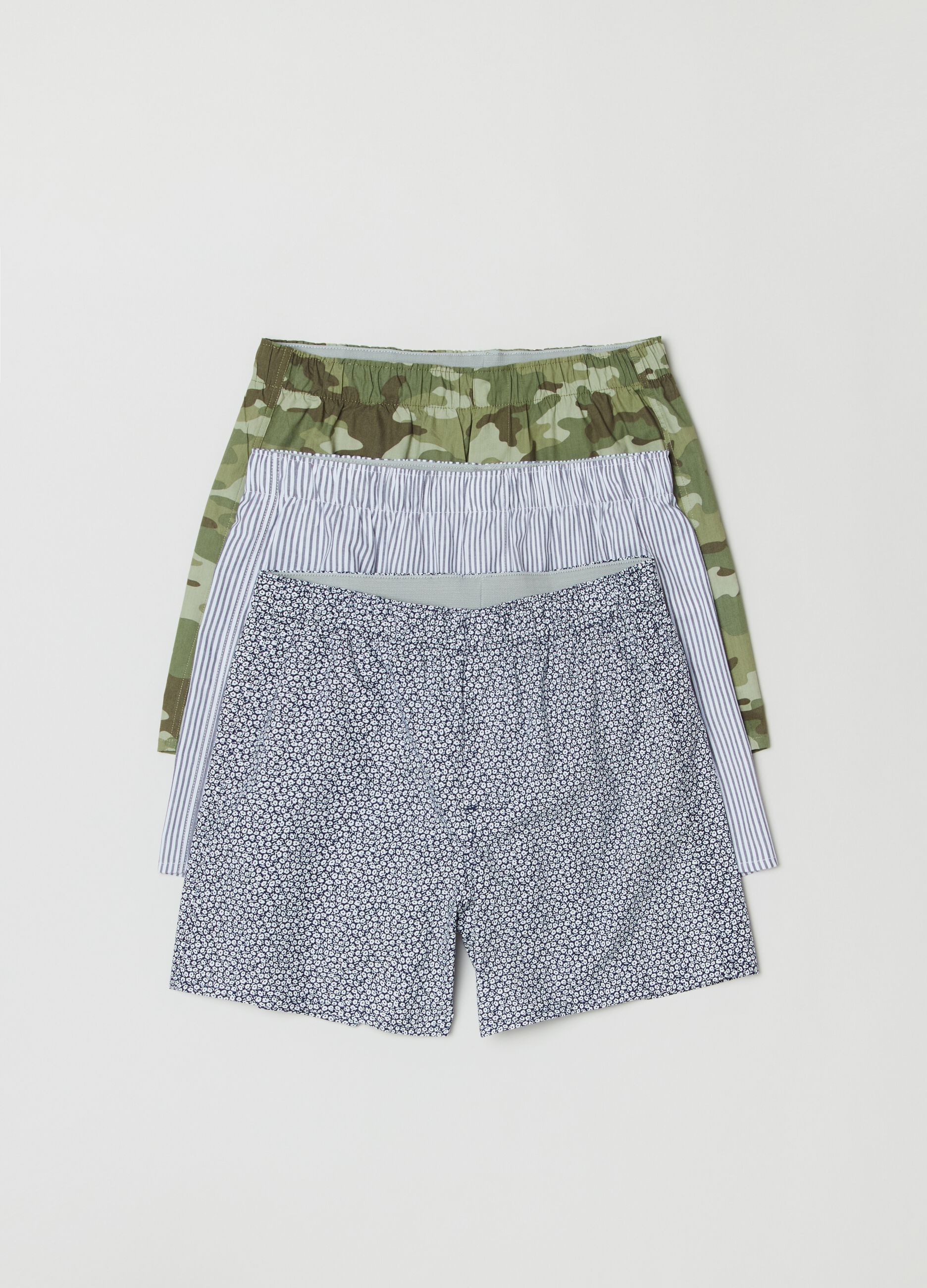 Three-pair pack boxers in cotton canvas_0