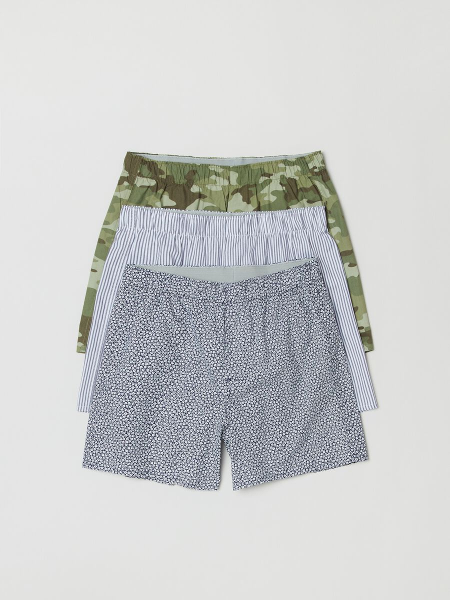 Three-pair pack boxers in cotton canvas Man_0