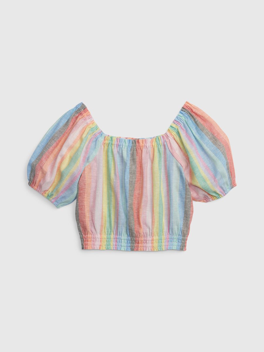 Cotton and linen top with balloon sleeves. Girl_1