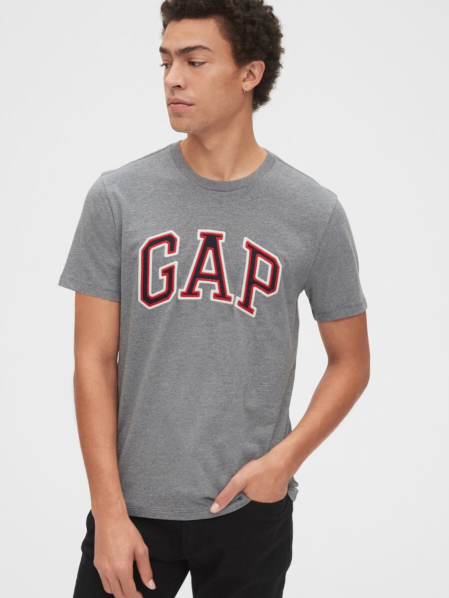 T-shirt in cotone con ricamo logo Uomo_0