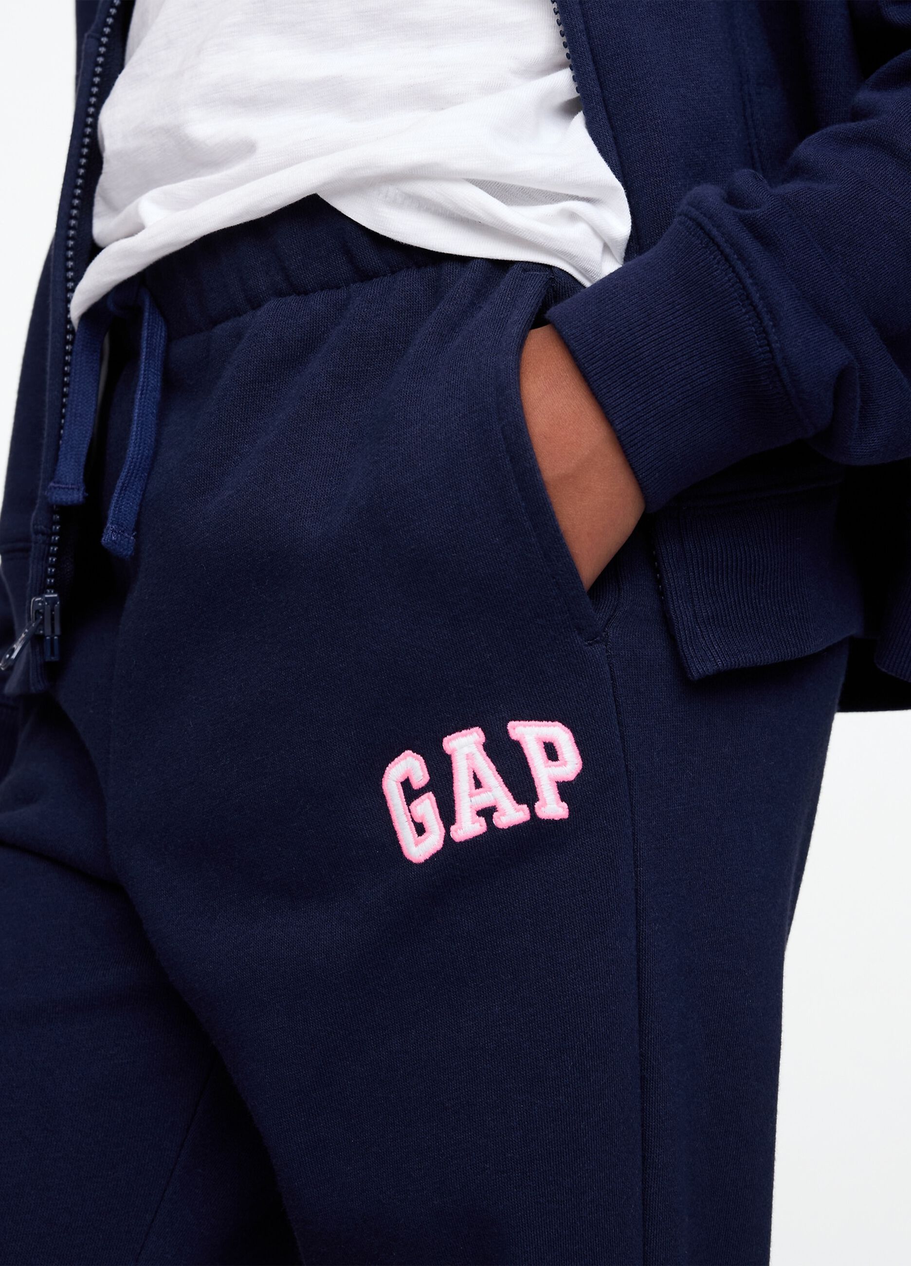 Girls' regular fit cotton-blend blue jogger trousers