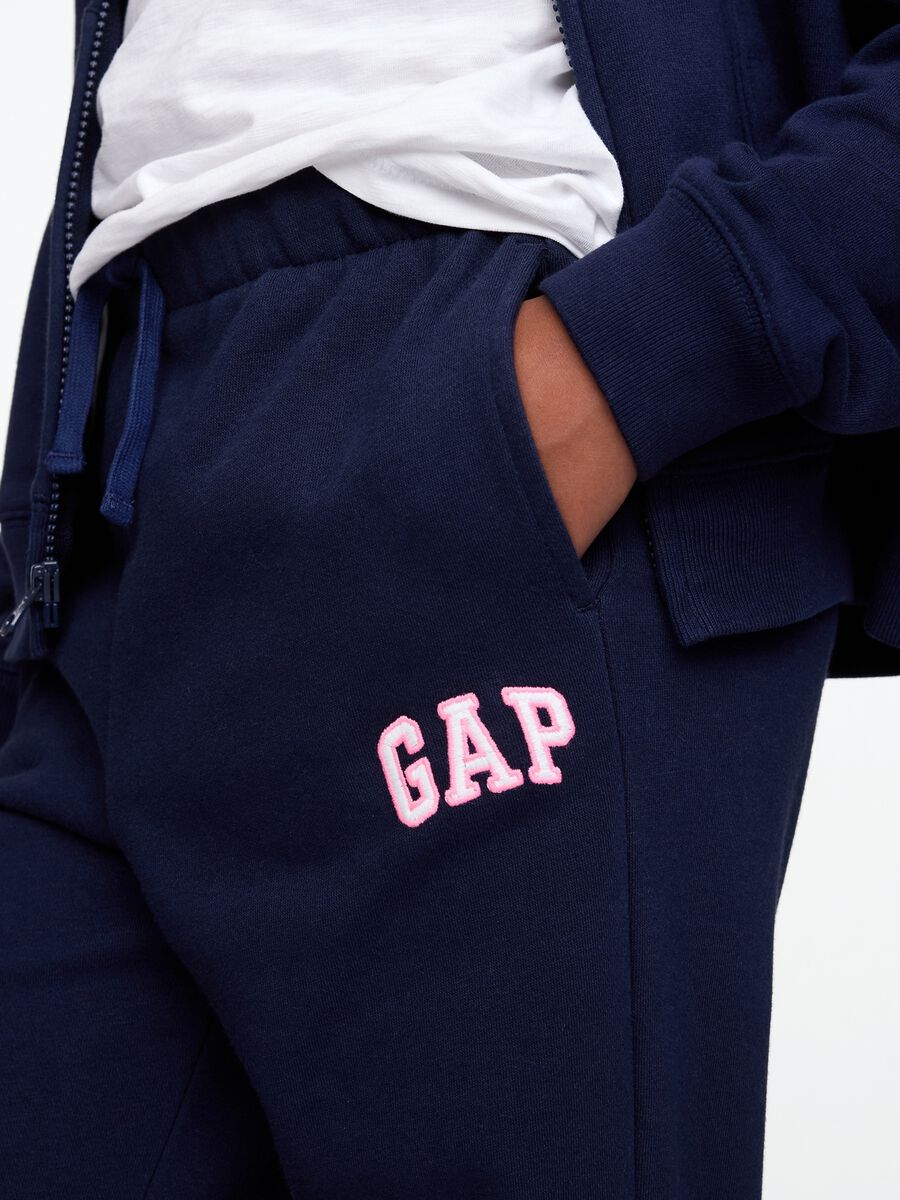 Girls' regular fit cotton-blend blue jogger trousers Girl_3