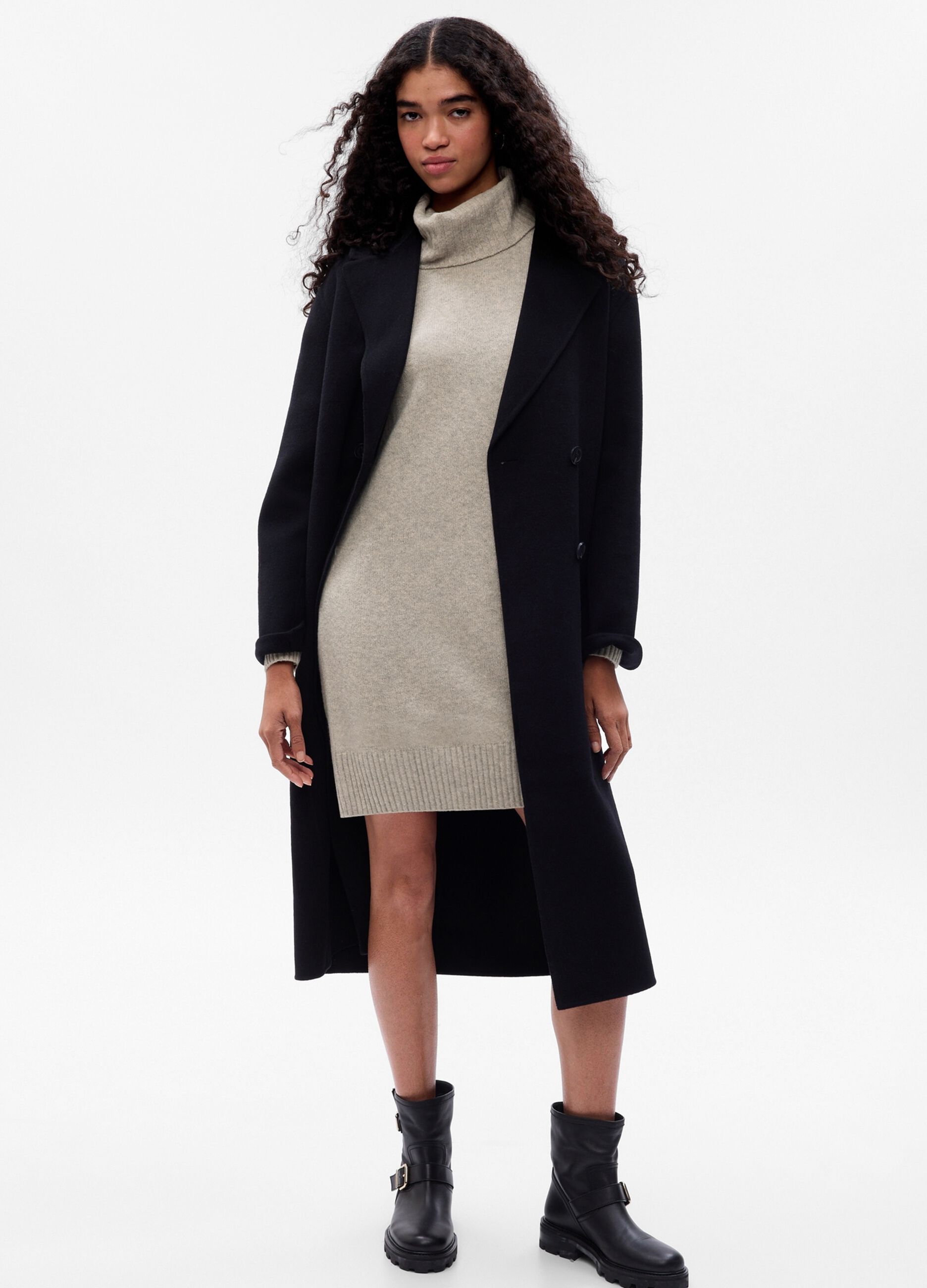 Short oversized dress with high neck