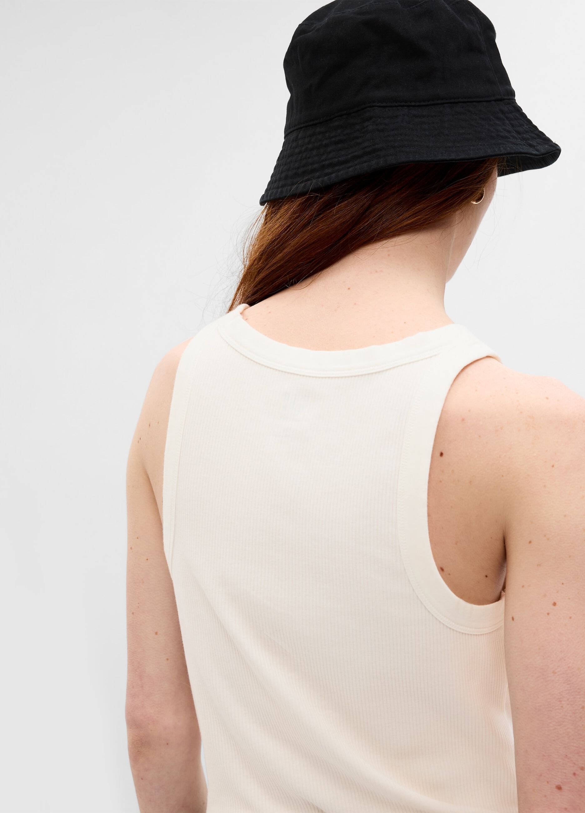 Tank top in ribbed stretch cotton