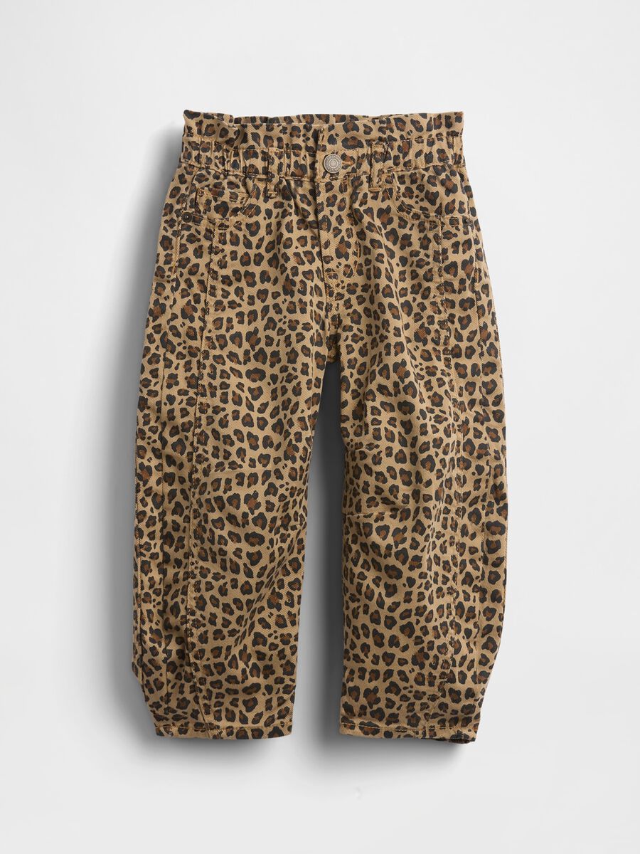 Beige trousers with leopard print Girl_1