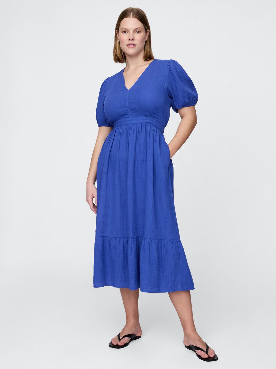 Abito midi blu a maniche corte Woman_4