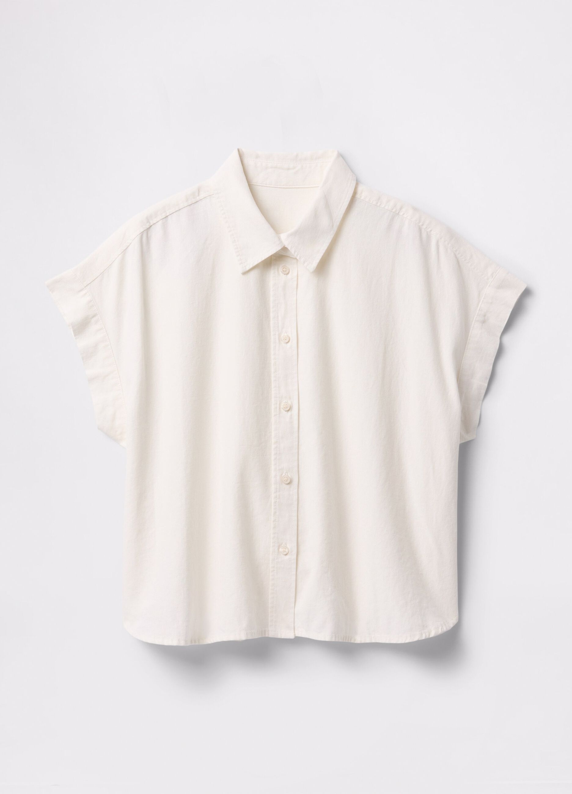 Camicia senza maniche bianca in lino e viscosa_4