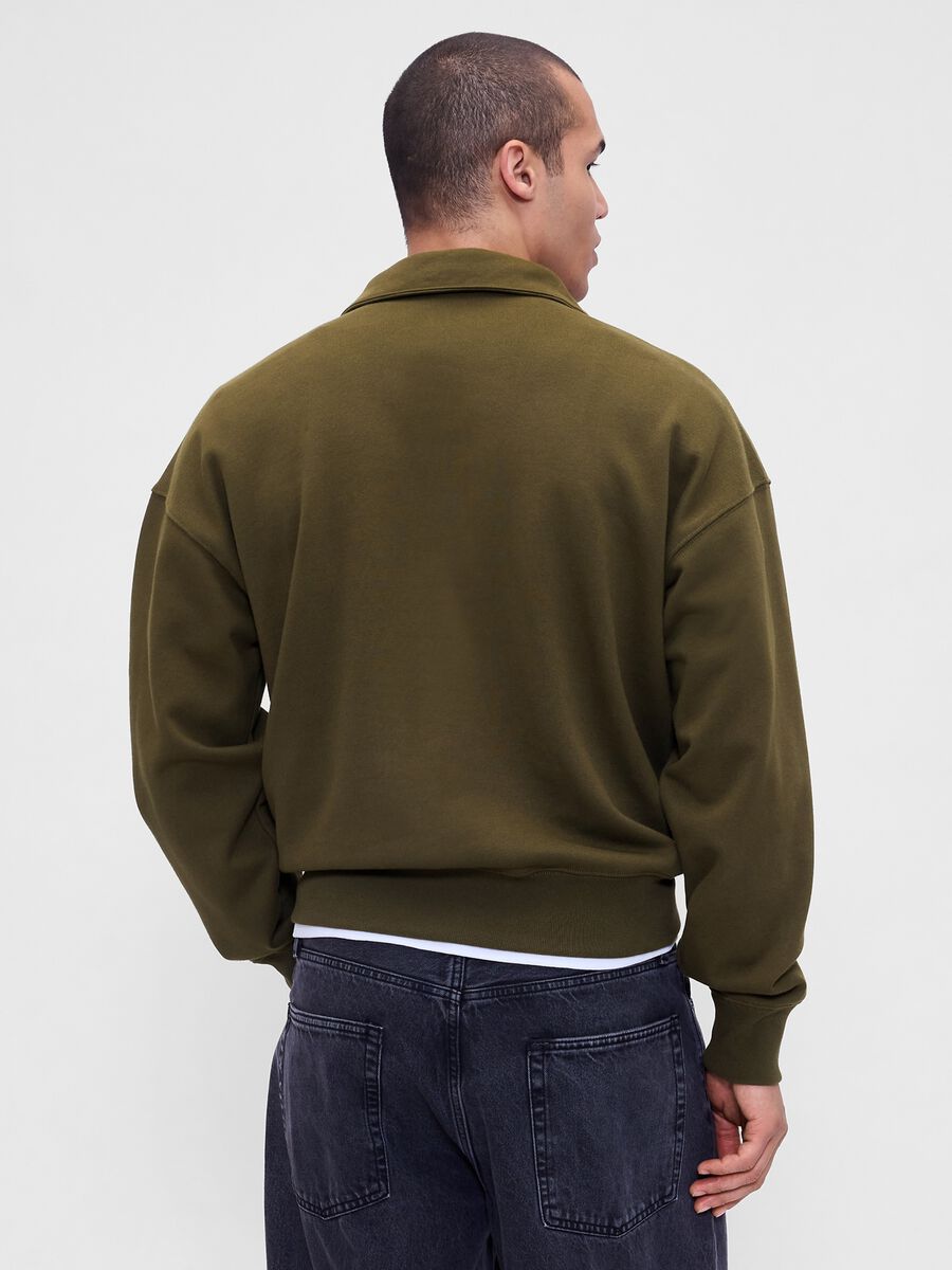 Felpa verde con mezza zip Uomo_2
