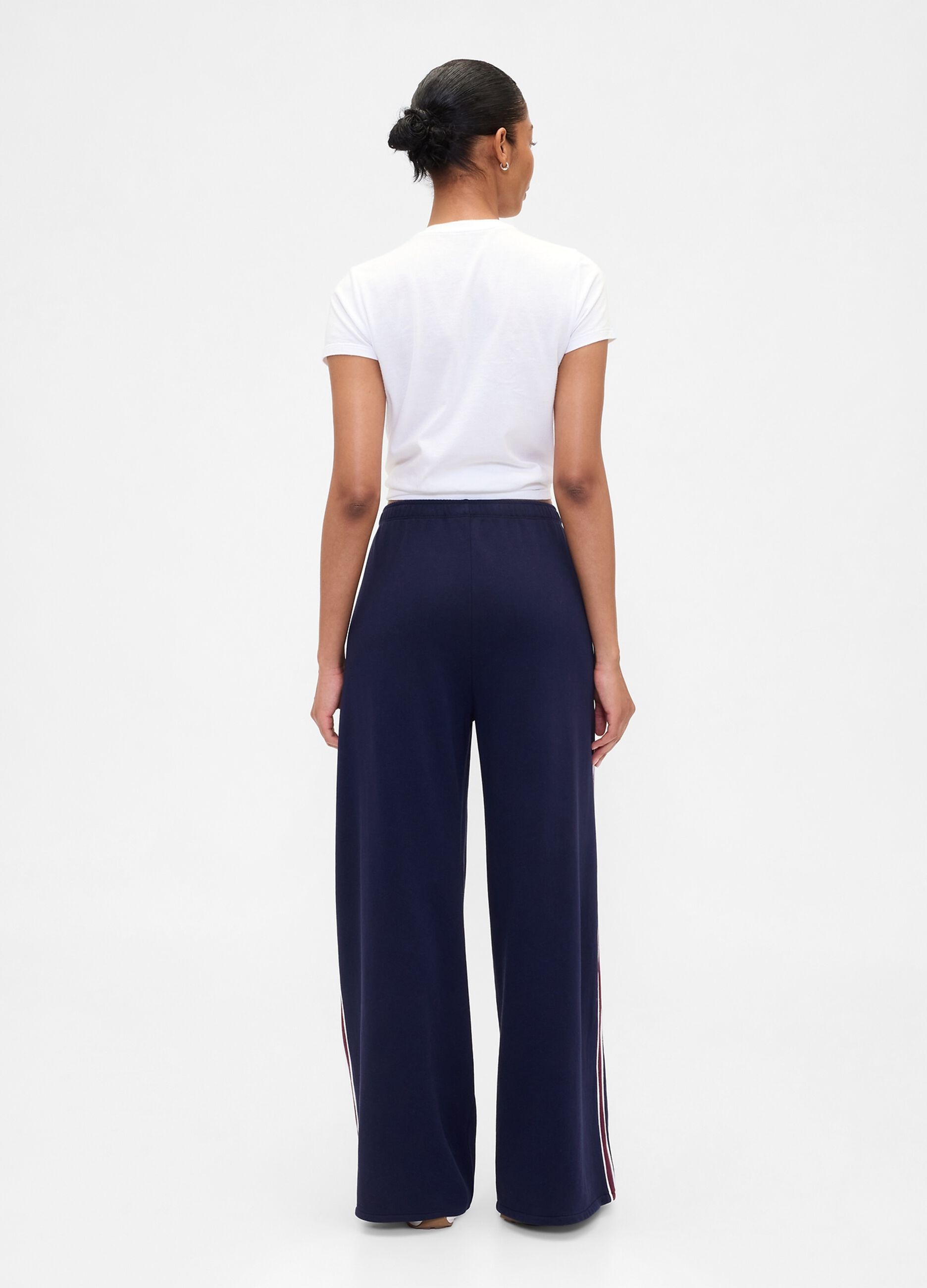 Pantaloni blu palazzo in misto cotone_2