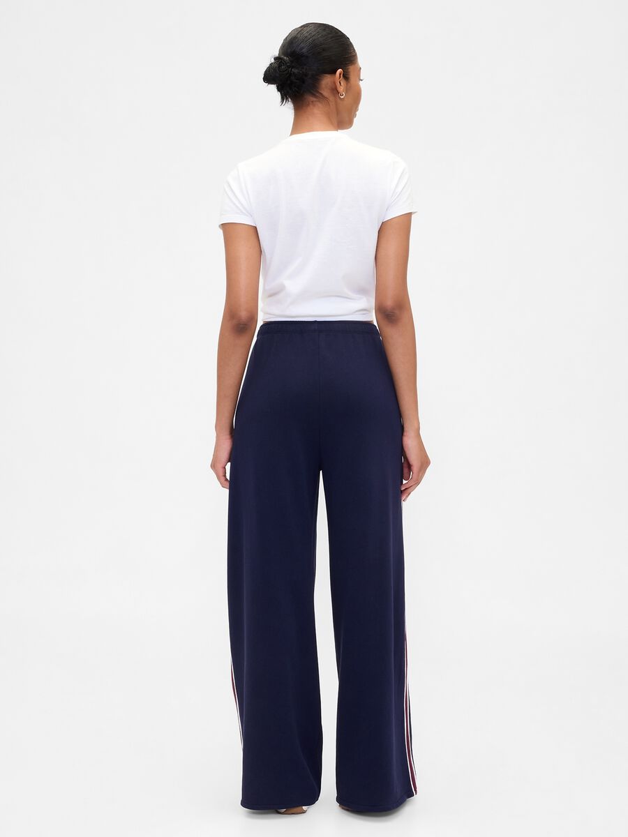 Pantaloni blu palazzo in misto cotone Donna_2